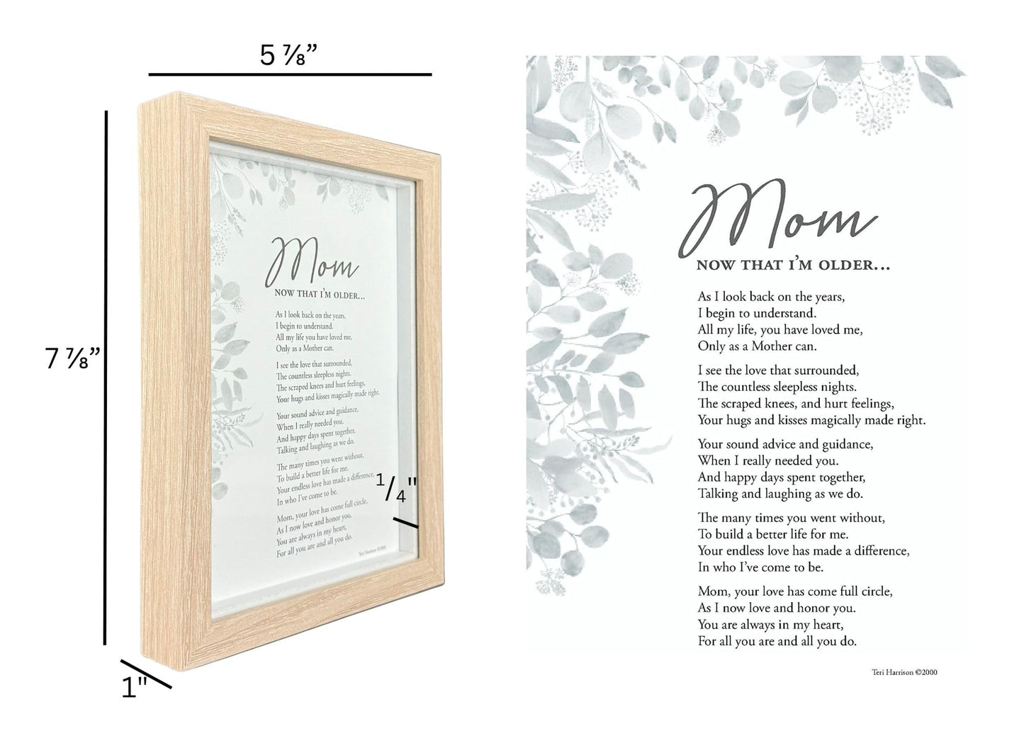 Mom, Now That I'm Older- Gift for Mom from Daughter Or Son for Mother's Day, Christmas, Birthday - Mom's 50th/70th/80th Birthday Gift, 5 x 7 inches, Wood Color