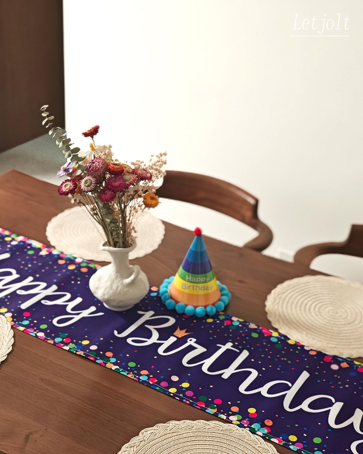Letjolt Happy Birthday Table Runner Purple Table Runner Celebrate Birthday Party Table Runner 72 Inches, Purple