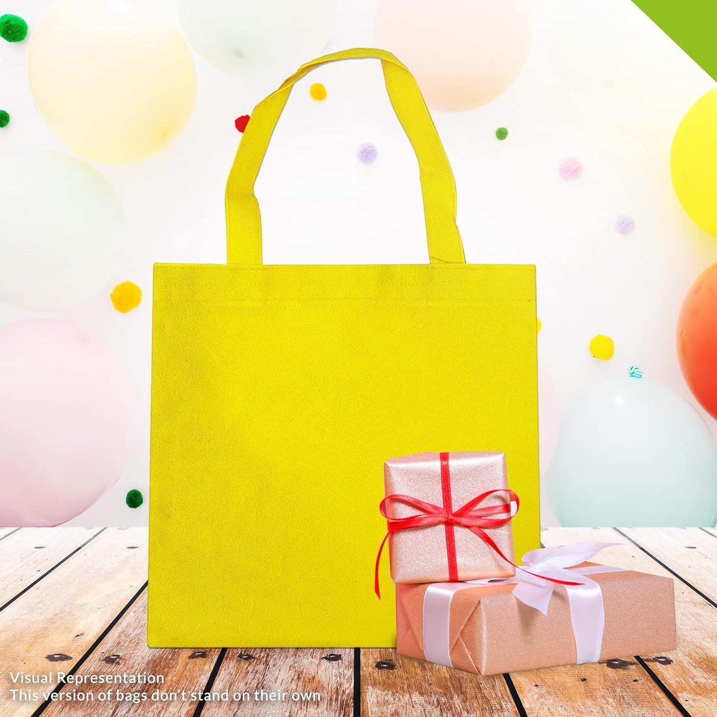 Large Reusable Fabric Gift Bags with Handles for Grocery, Christmas Tote, Birthdays, Goodies, Party Favors, Shopping, Bulk, 10x10, 12 Pack