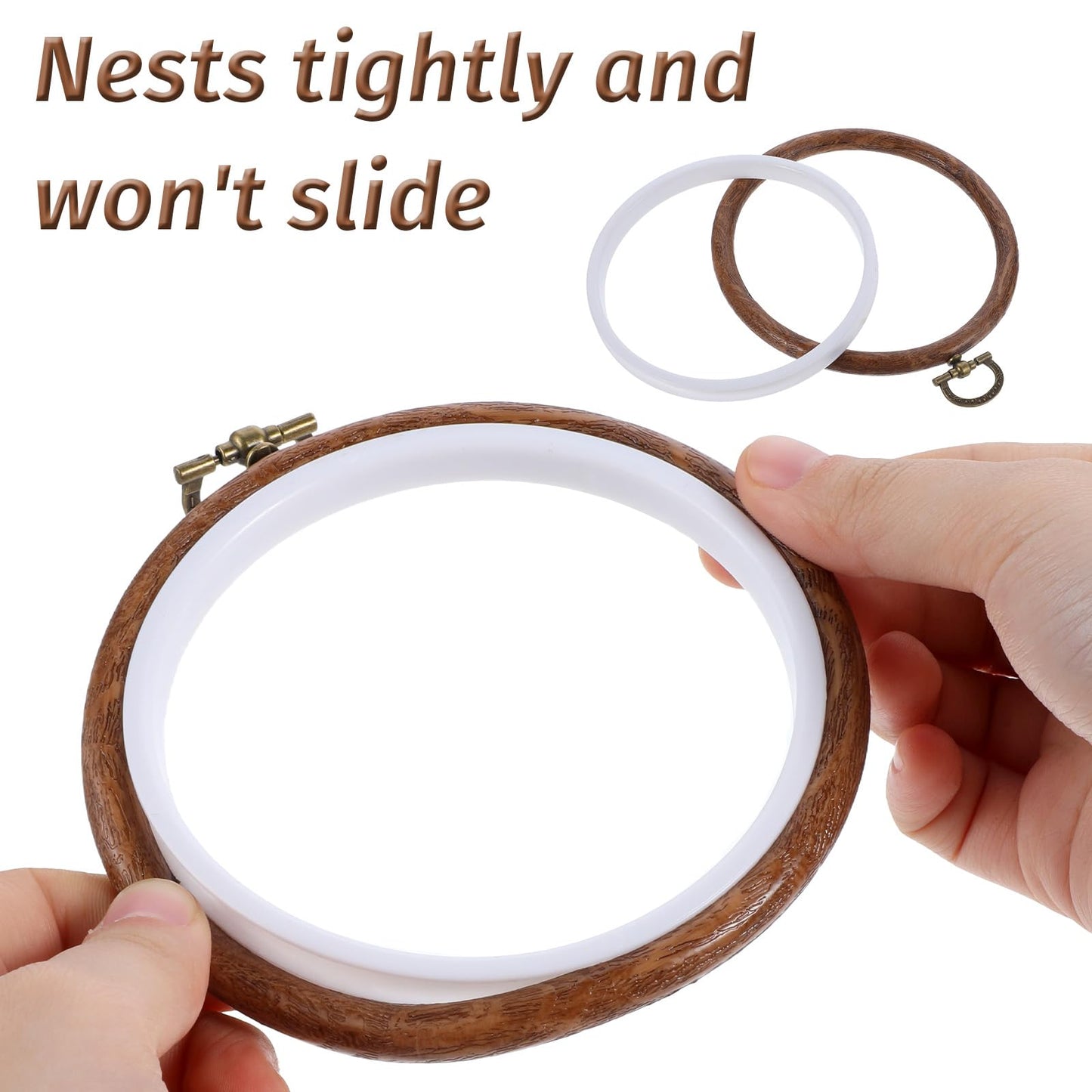 3 Pieces 3 Inch Embroidery Hoop Set, Cross Stitch Ornament Frames, Embroidery Hoop Imitated Wood Display Frame for Art Craft Sewing and Hanging Decor