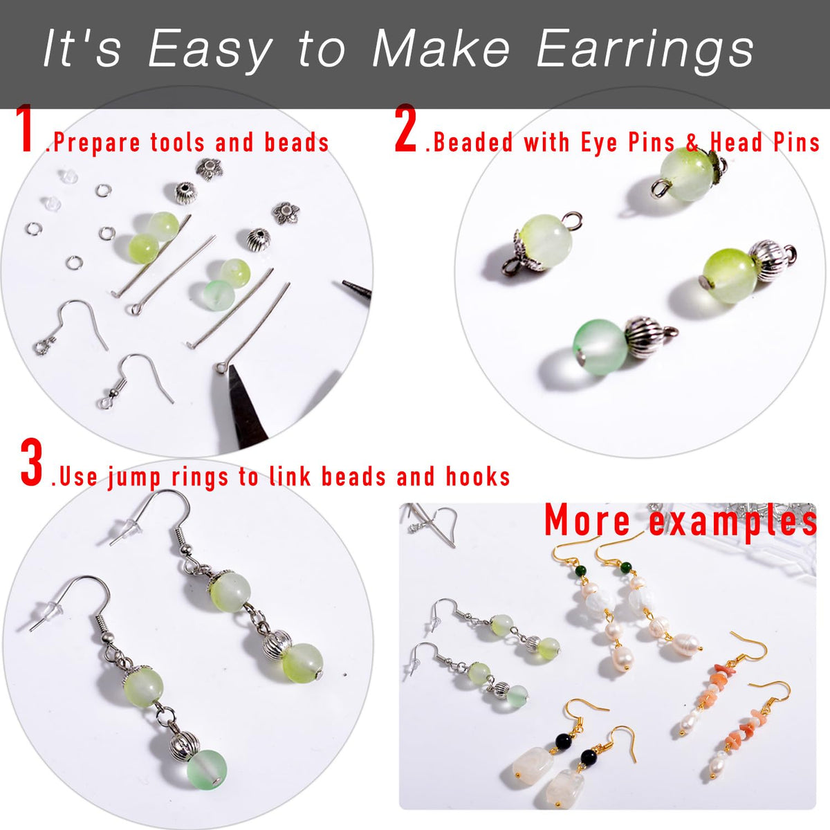 800PCs Fish Hooks & Pins, Earring Making Kit (Fish Hook Silver)