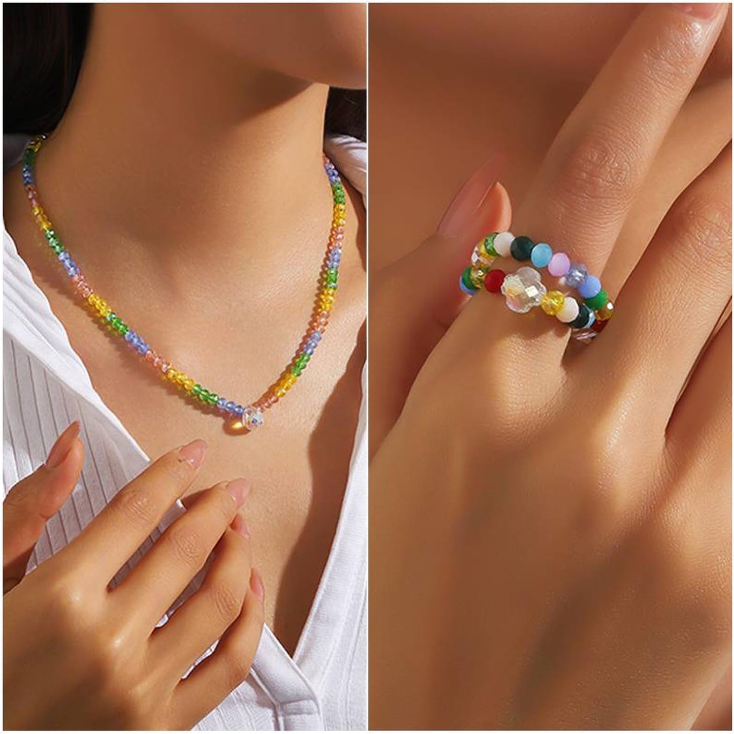 800Pcs 8mm Faceted Bead for Jewelry Making Crystal Faceted Jewelry Beads for Friendship Bracelet Making Kit Craft with Charms