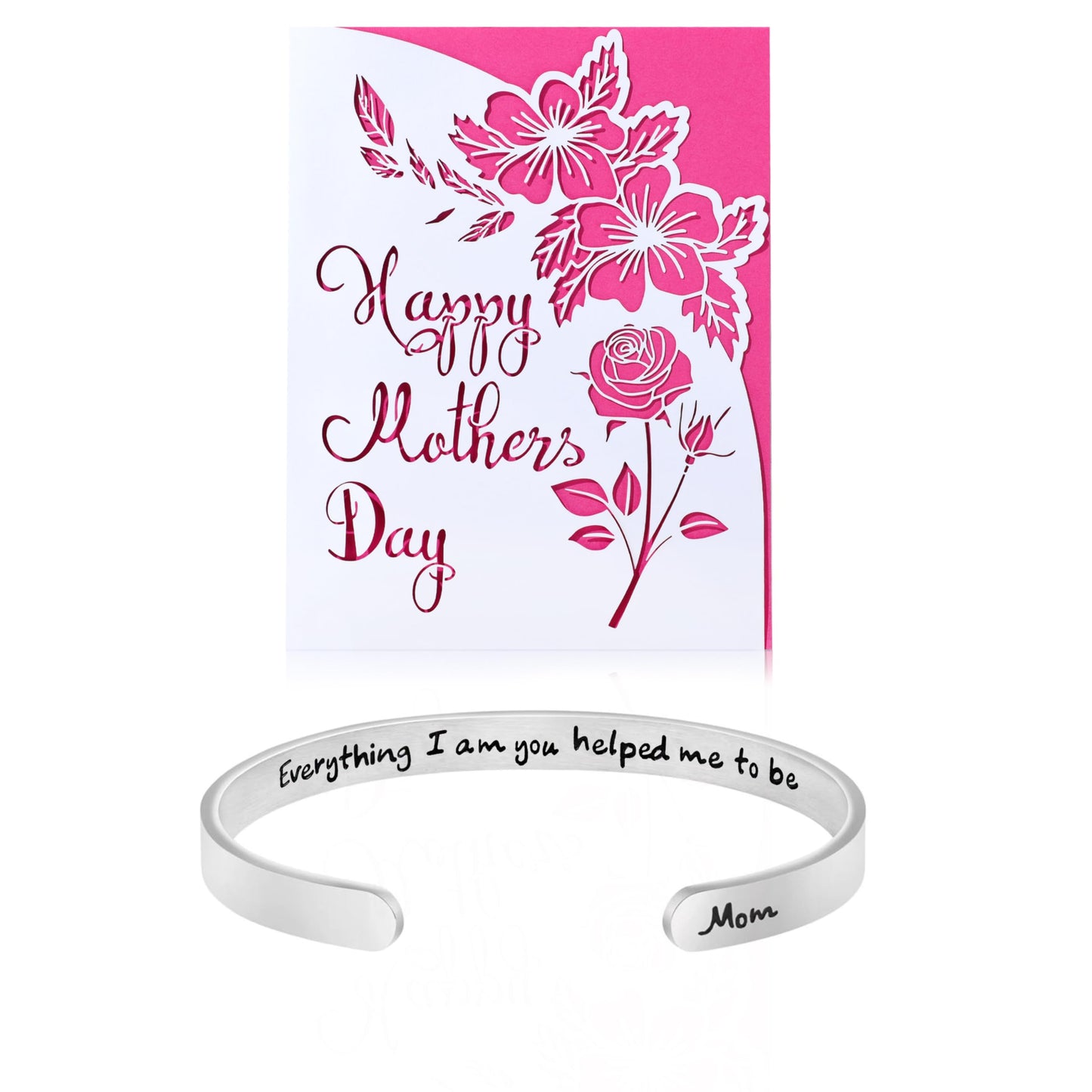 JoycuFF Mothers Day Gifts, Birthday Gifts for Mom, Christmas Gift for Mother Mom Mama Mum Mommy Gratitude Bracelet Present Encouragement Cuff Bangle Engraved