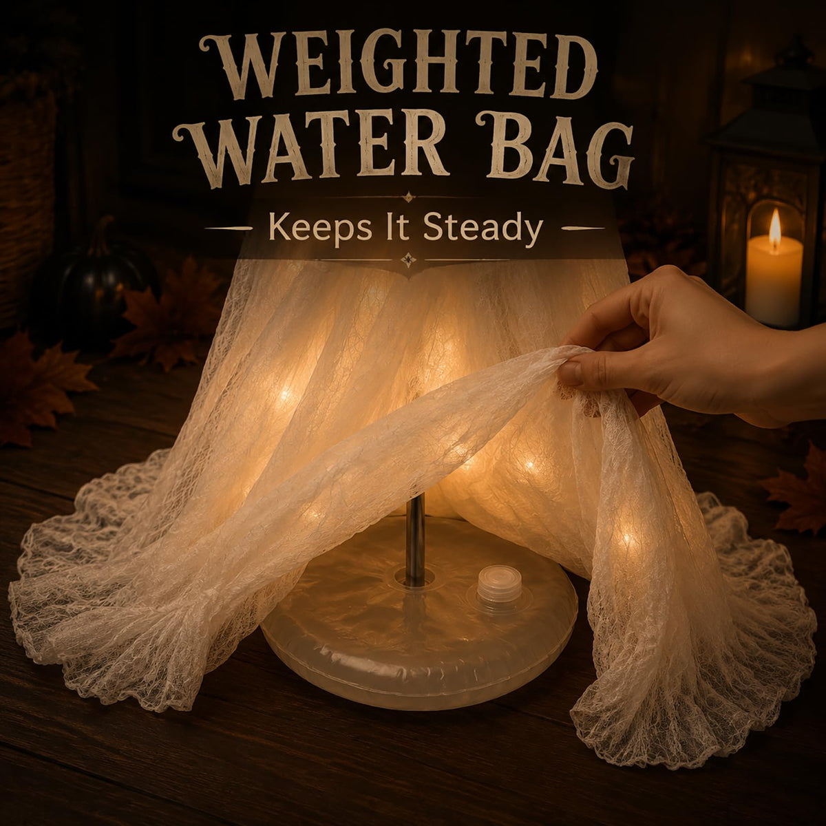 2-Pack Halloween Ghost Decor Set, USB Powered w/Remote Lights