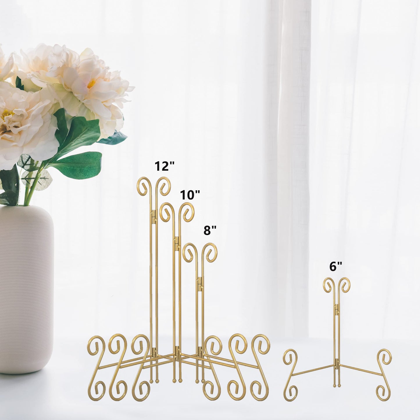 Gold Plate Stand, 6 Inch Decorative Plate Holder for Displaying Platters, Heavy-Duty Metal Easel Stand for Picture, Photo Frame, Plates, Books and Round Objects