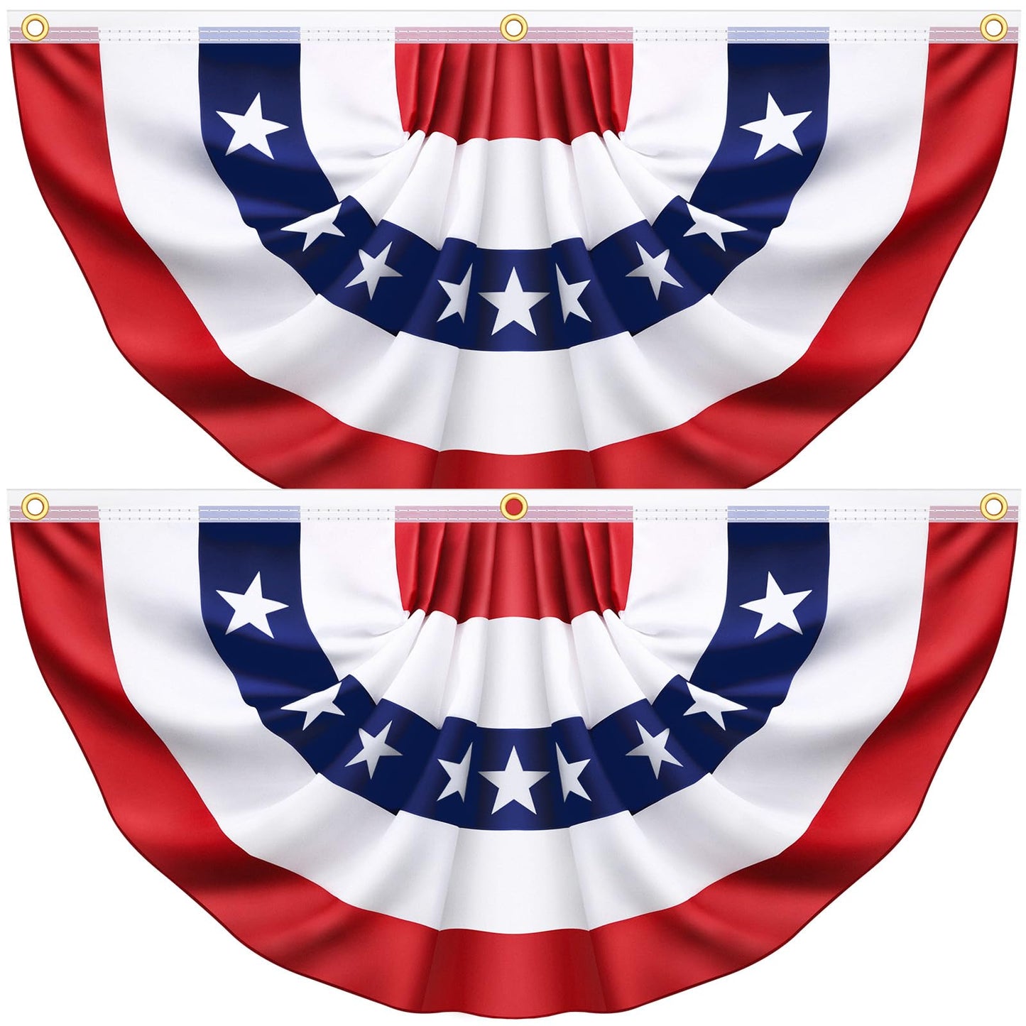 3x6 Ft 2 Pack American Pleated Fan Flag, Patriotic Half Fan Banner American Flag Decoration Bunting for Outside Red White and Blue Decor Independence Day Memorial Day 4th of july Decorations