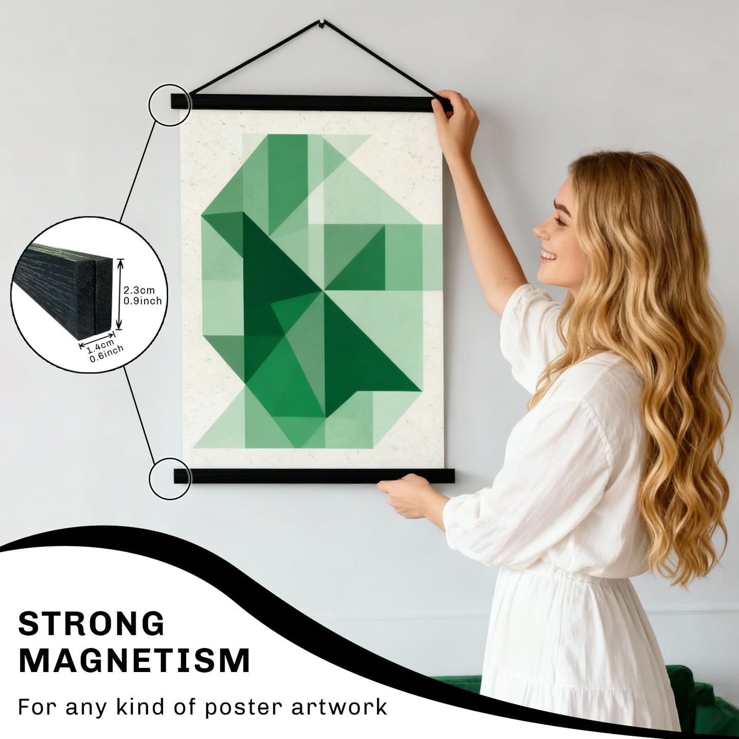 artwood 3 Pack Magnetic Poster Hanger Frame 12 inch Black,12x16 12x18 12x20 12x24 Wood Magnet Frames Hangers for Photos, Pictures, Prints, Maps, Canvas Artwork,Diamond Art Painting,Canvas Hanger