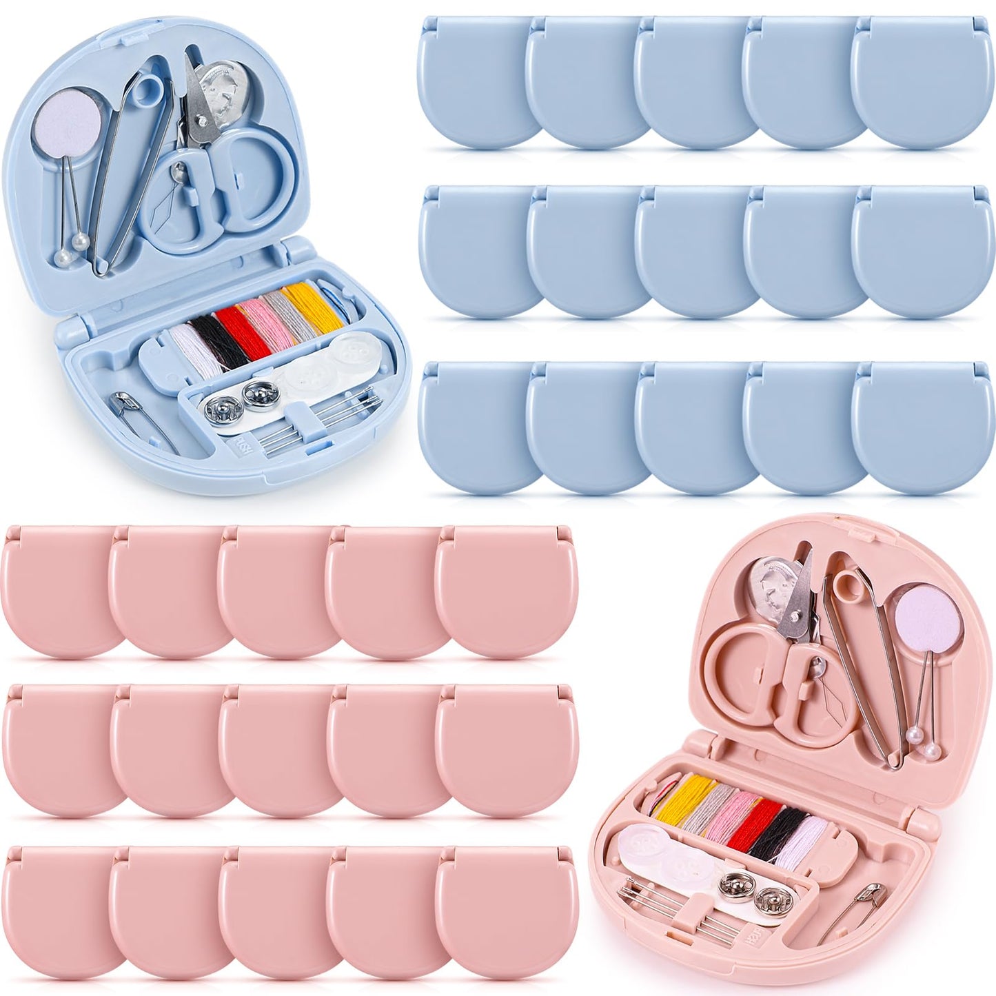 Yuxung 10 Pieces Mini Travel Sewing Kit Basic Portable Emergency Sewing Repair Kit in Bulk with Threads Scissors Needles for Beginner Traveler Hotel Charity Homeless
