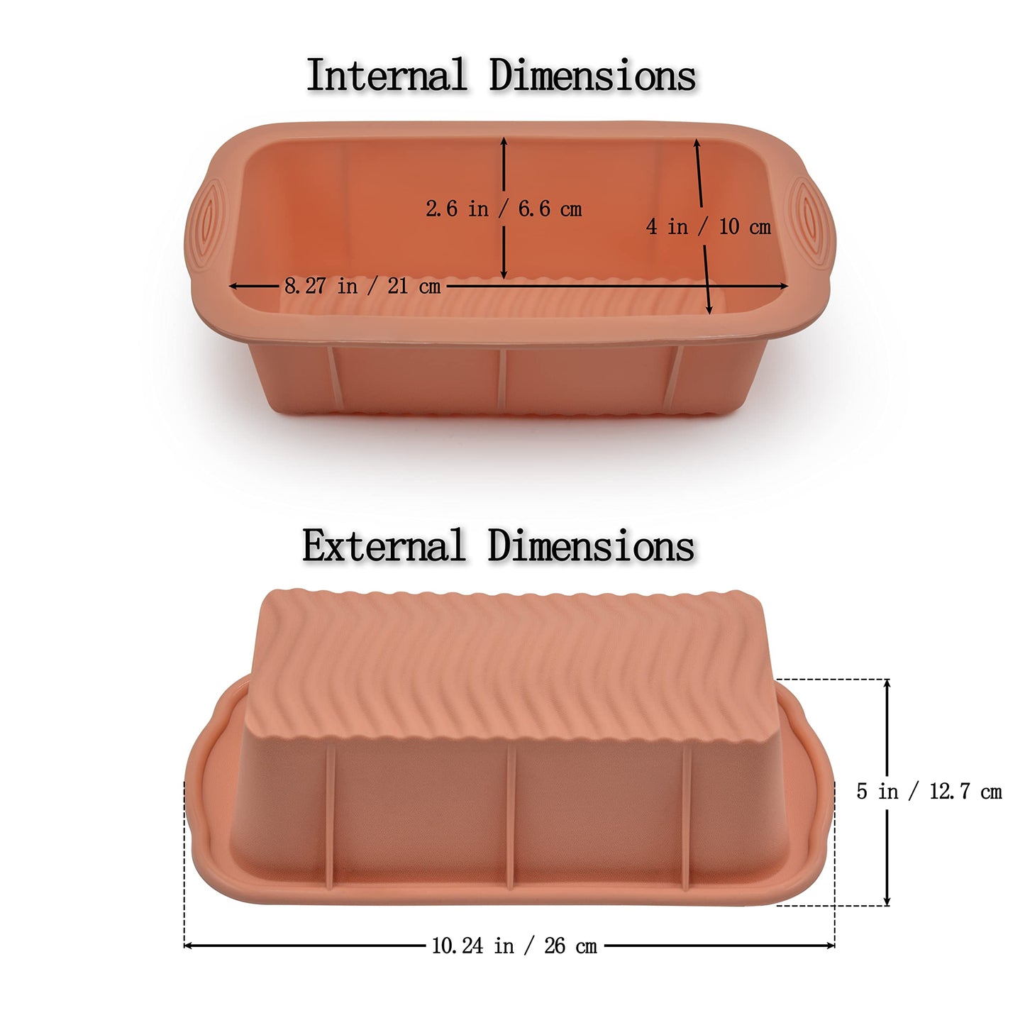 Baocuan 3 pack Silicone Bread Loaf Pans - Baking Mold For Baking Cakes,Brownies,Long loaf of bread Cheesecakes,Homemade Cakes Breads,Meatloaf,Ice brickand and More Set of 3 colors