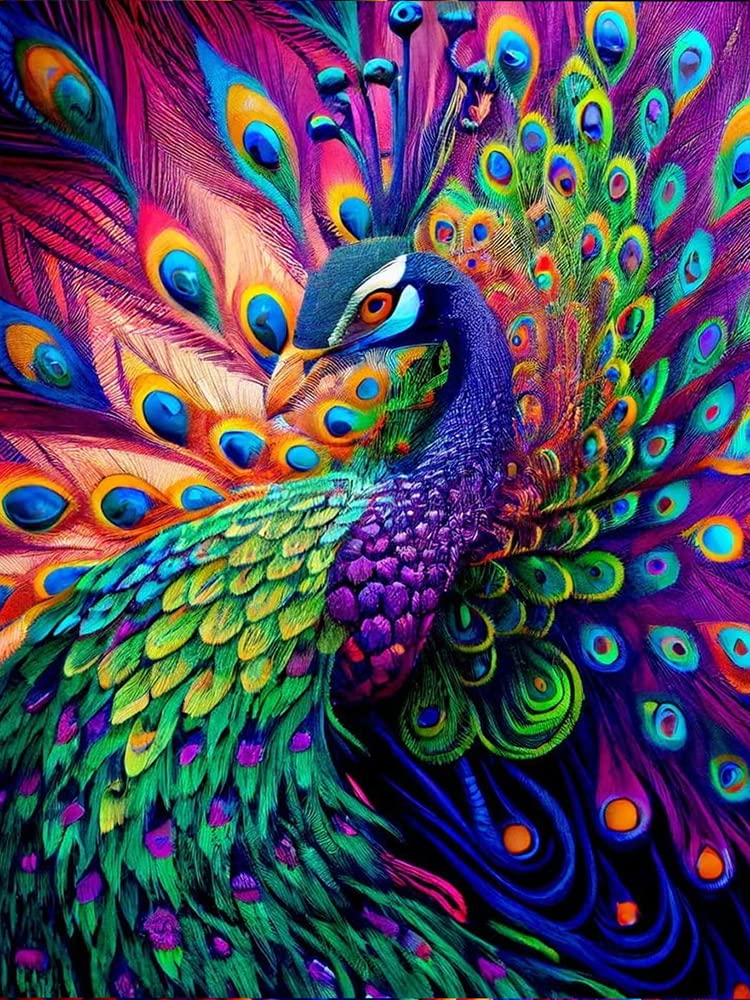 Suyaloo 5D Diamond Painting Kits for Adults - Peacock Diamond Art Kits for Adults Kids Beginner,DIY Animals Round Full Drill Paintings with Diamonds Gem Art for Adults Home Wall Decor 11.8x15.7inch