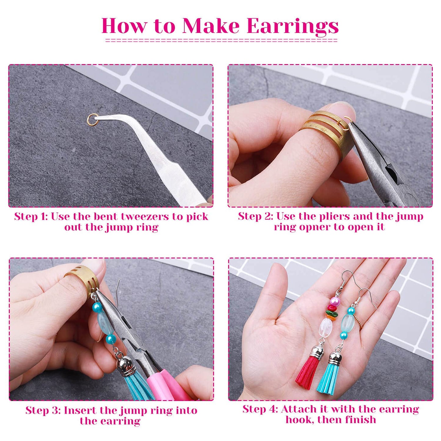 Earring Hooks, Audab 1400pcs Making Kit with 200pcs Ear Ring 1000pcs Jump Rings, Backs and Jewelry Pliers for Supplies Findings