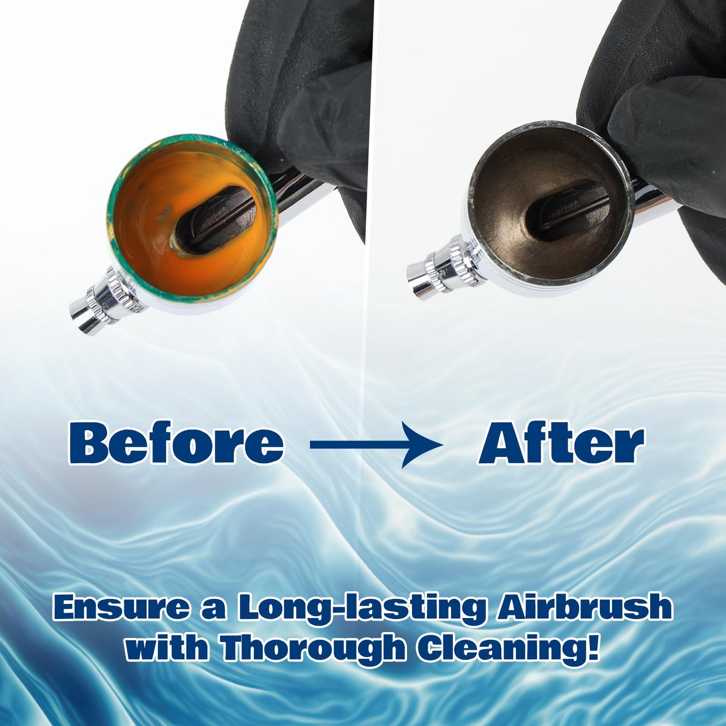 Airbrush Cleaner Kit 19.78 fl oz - with Nozzle Cleaner & Cleaning Brushes, Airbrush Cleaning Kit for Water-Based Acrylic Airbrush Paint, Art Tools, Brushes & Airbrushes