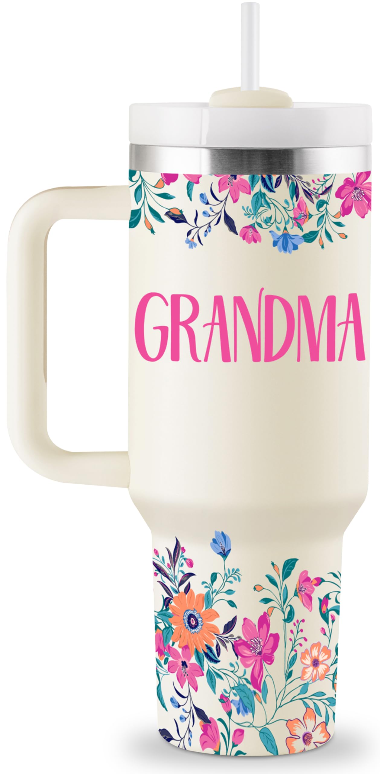 ROSTANTEN Grandma Gifts Mothers Day Gifts for Grandma Great Grandmother Birthday Gift Ideas Best Grandmother Gift from Granddaughter Grandson 40oz Travel Cup Insulated Tumbler with Lid & Straw