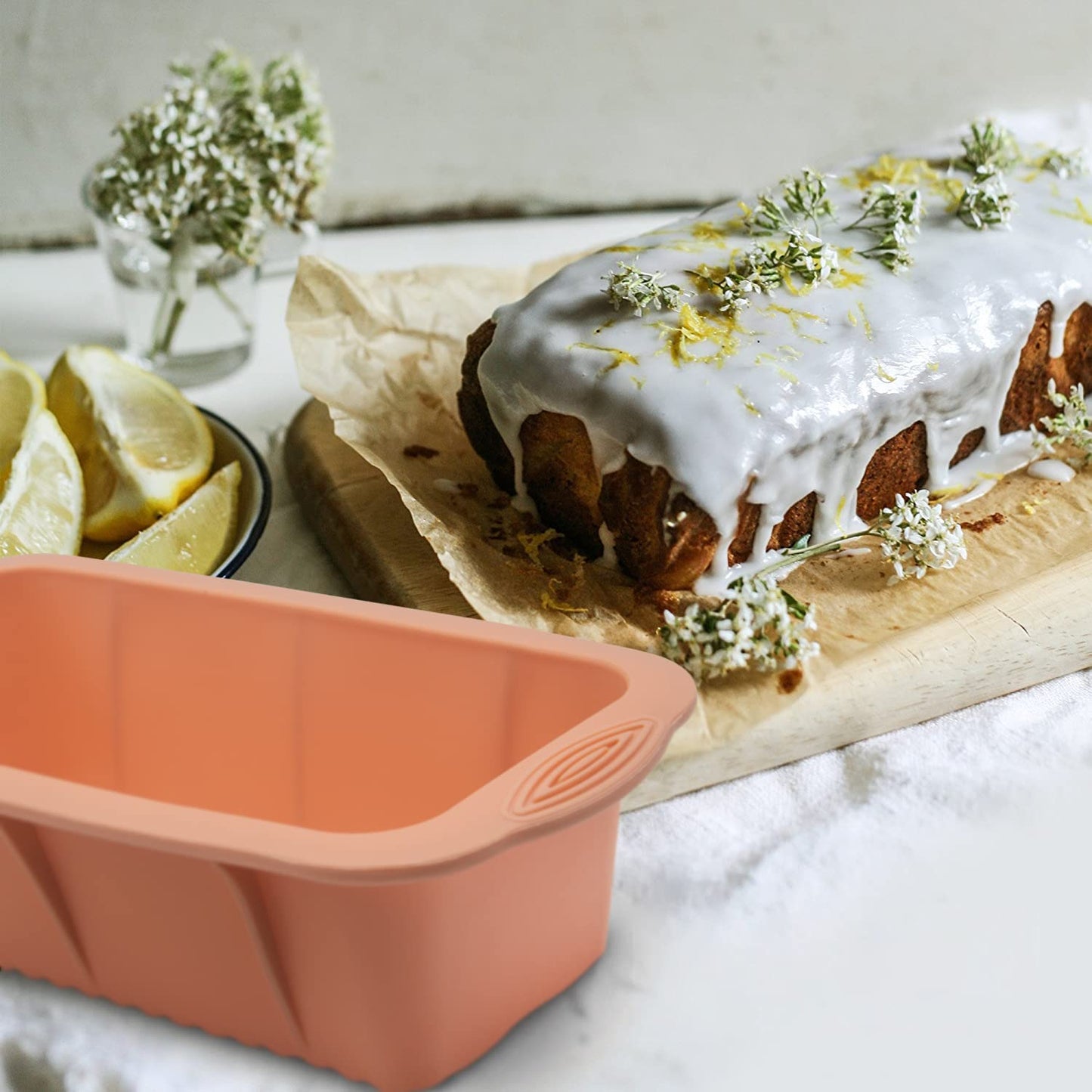 Baocuan 3 pack Silicone Bread Loaf Pans - Baking Mold For Baking Cakes,Brownies,Long loaf of bread Cheesecakes,Homemade Cakes Breads,Meatloaf,Ice brickand and More Set of 3 colors