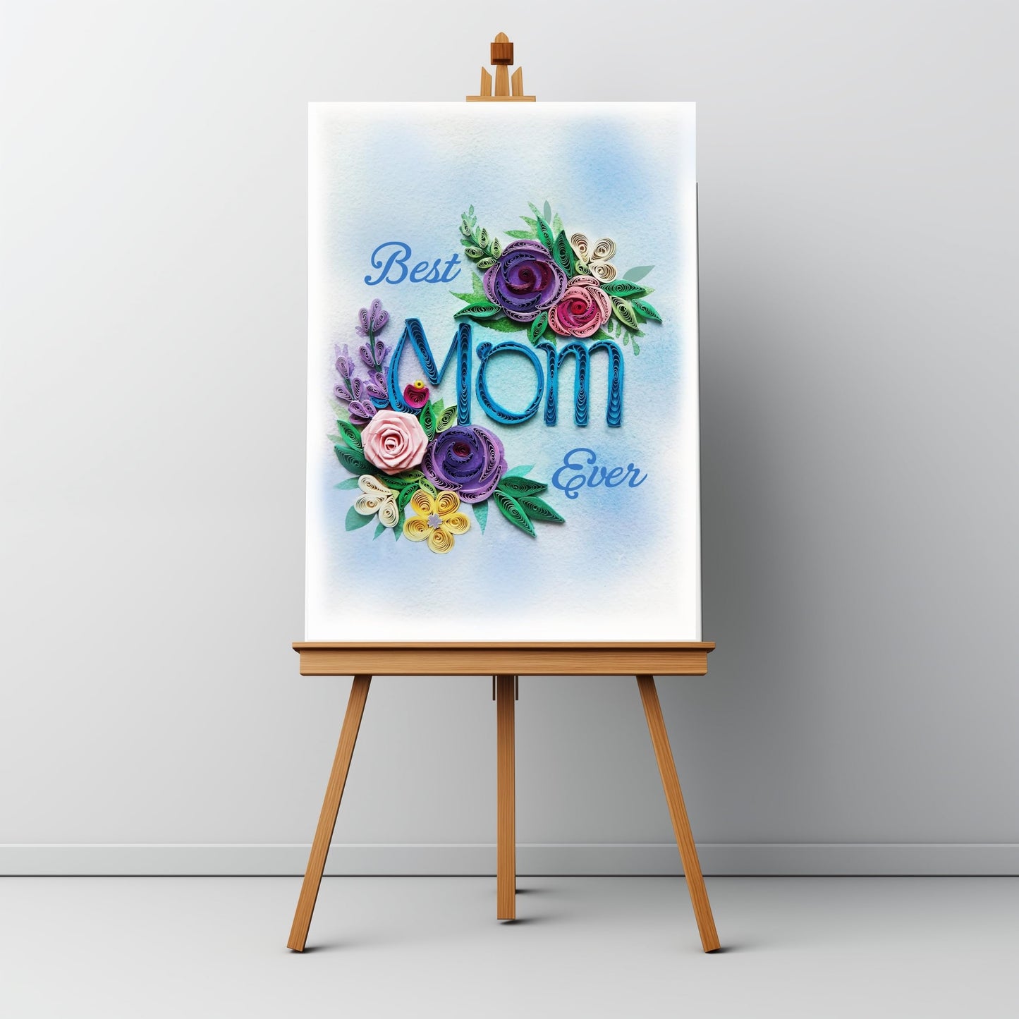 QUILLCRAFT Mother's Day Card, Best Mom Ever Quilled Quilling Card, Birthday, Thank You, Mothers Day, 3D Artful Greeting Card with Envelope, for Mother Daughter Sister Grandma (Mom)