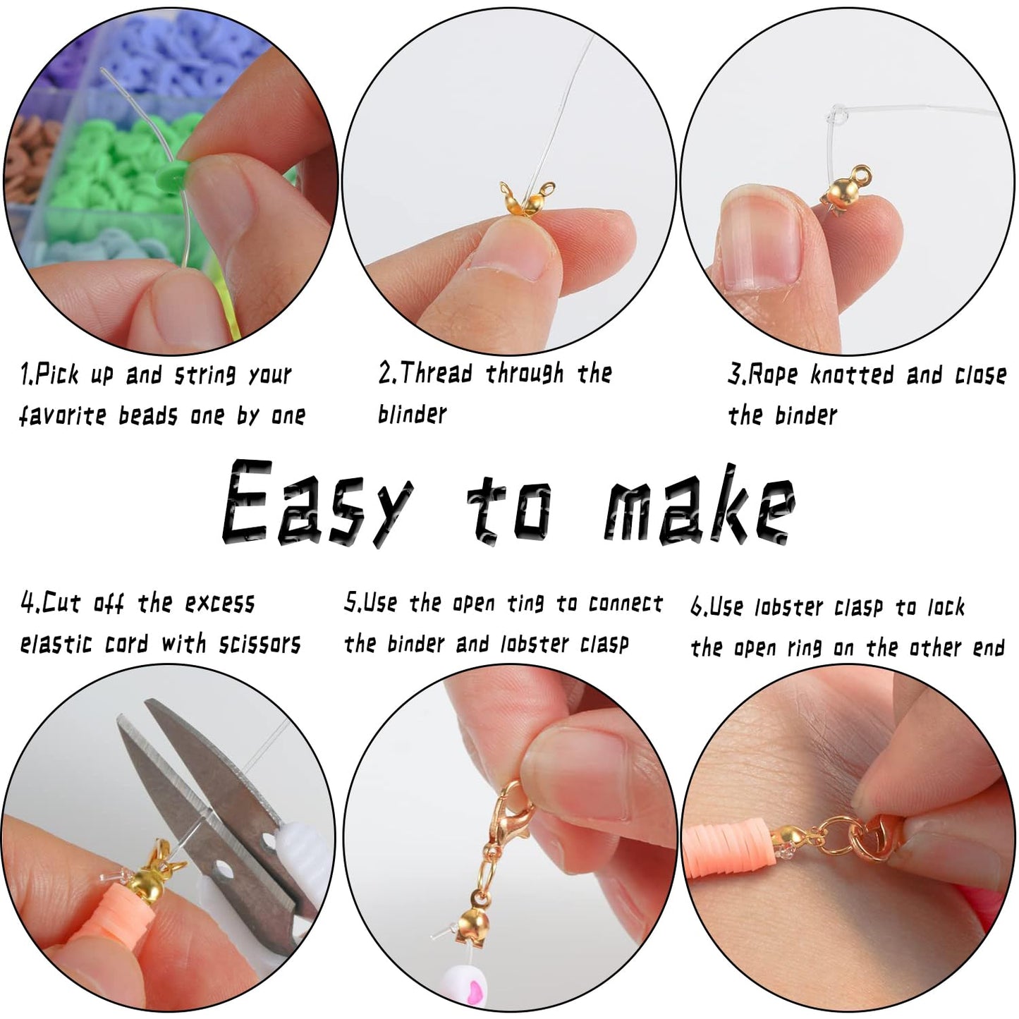 Clay Beads Bracelet Making Kit,Flat Round 6mm Clay Beads for Jewelry Making with Pendant Charms Kit,Art Crafts Gift Sets for Girls Ages 3 4 5 6 7 8 9 10 11 12