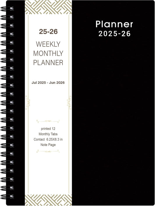 2025-2026 Planner - Weekly & Monthly Academic Planner 2025-2026, From July 2025 - June 2026, 6.25 in × 8.3 in, Flexible Cover, Twin-Wire Binding - Classic Black, Improving Your Time Management Skill