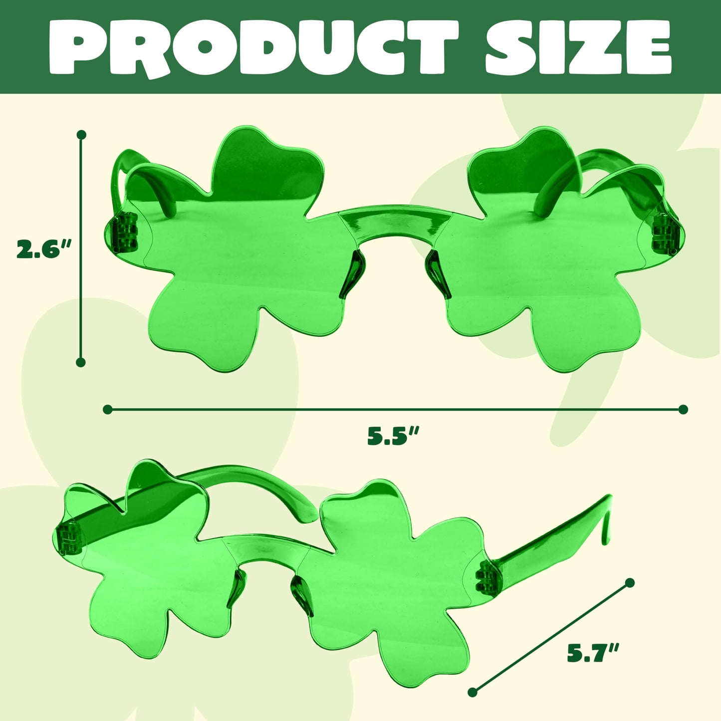 12 Pairs St. Patricks Day Shamrock Sunglasses, Shamrock Glasses Clover Eyewear, St Patrick Accessory Party Favor Supply