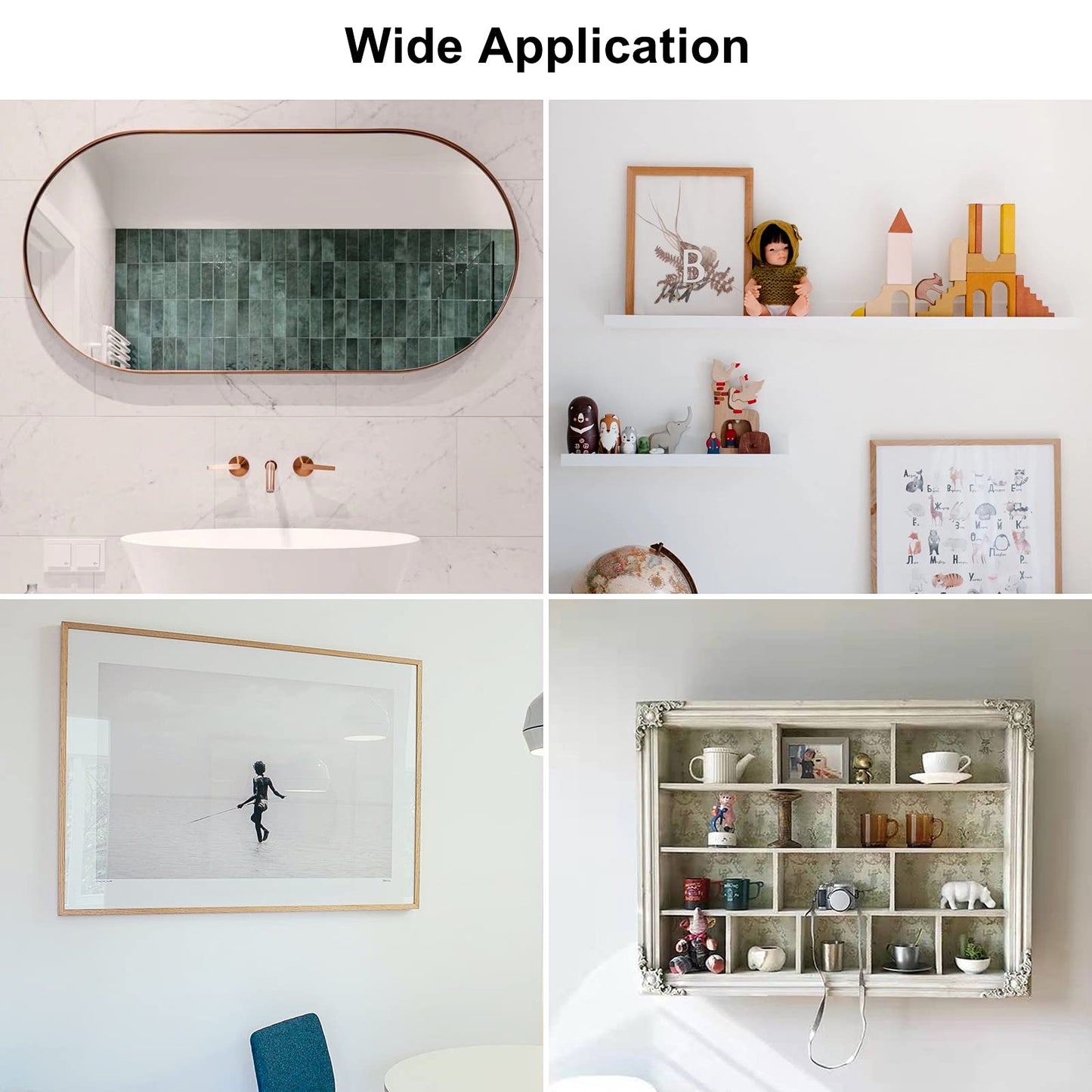 2 inch French Cleat Picture Hanger, Aluminum Mirror Hanging Kit with Hardware, Ideal for Artwork, Whiteboard, Cabinet, Holds 30 lbs. per Pair, 2 Pairs