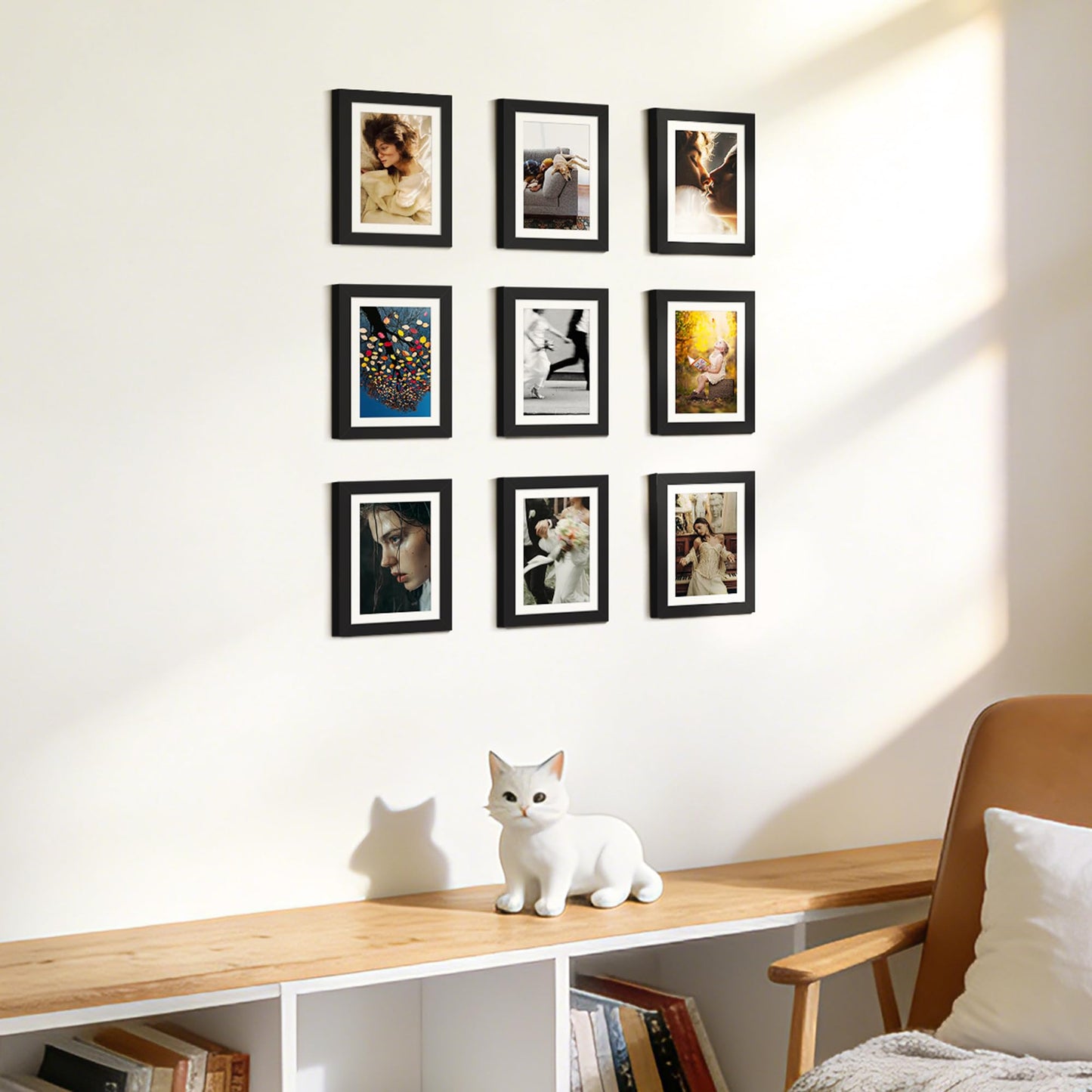 5x7 Picture Frame Set of 10, Display Pictures 4x6 with Mat or 5x7 Without, Multi Photo Frames Collage for Wall or Tabletop Display, Black