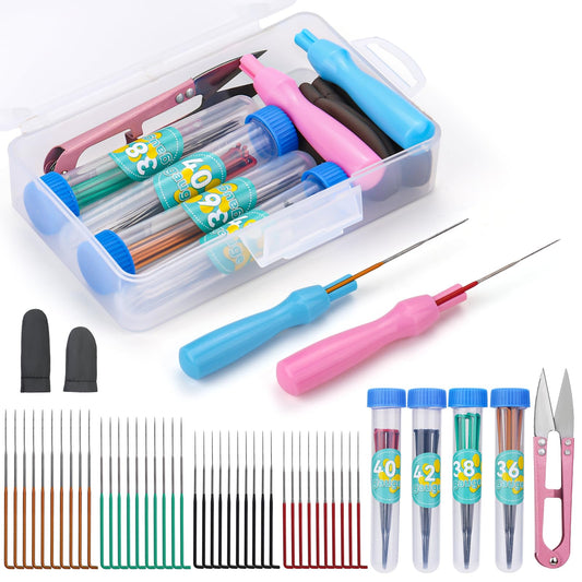 45 Pcs Needle Felting Tools, 4 Size 40 Pcs Wool Felting Needles with Plastic Handles, Needle Felting Supplies for Adult DIY Felting Wool Craft