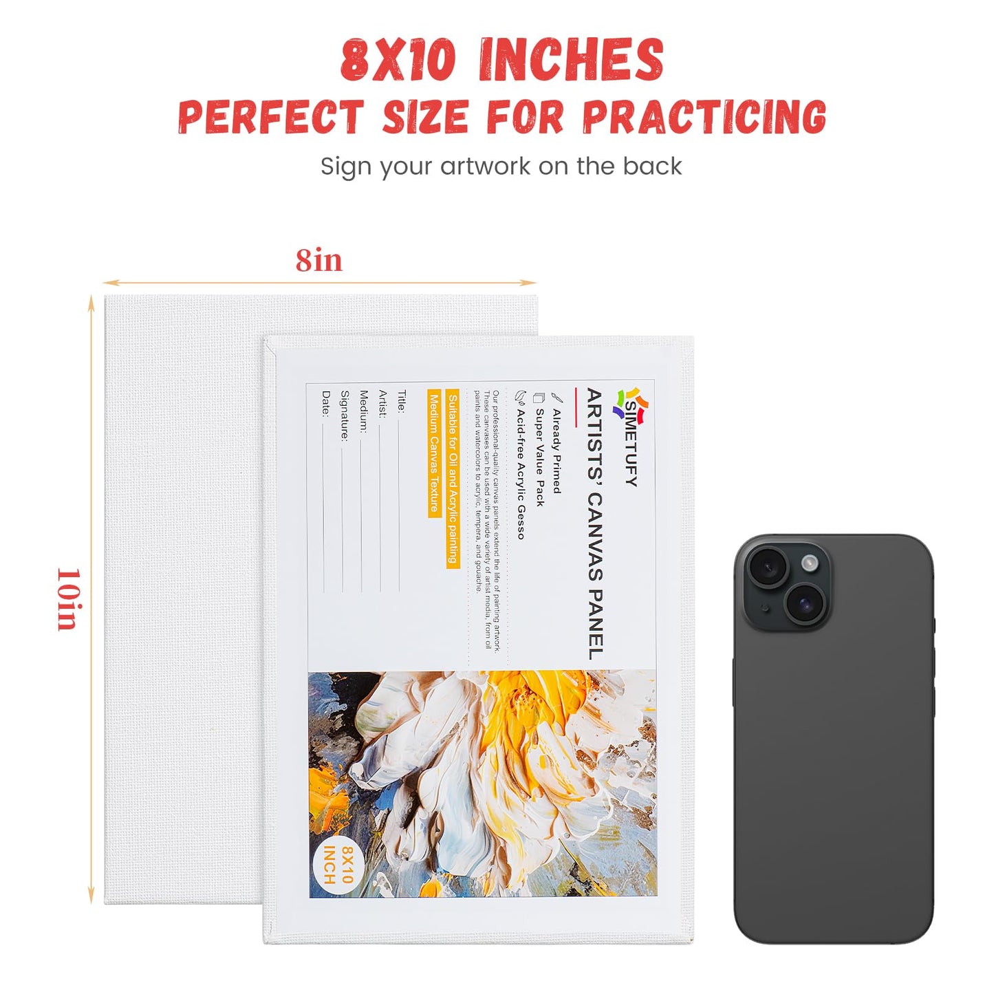 12 Pack 8x10 Canvas Boards for Painting, Blank Canvas Panels Art Painting Supplies - Gesso Primed 100% Cotton for Acrylic Oil Watercolor Tempera Paint