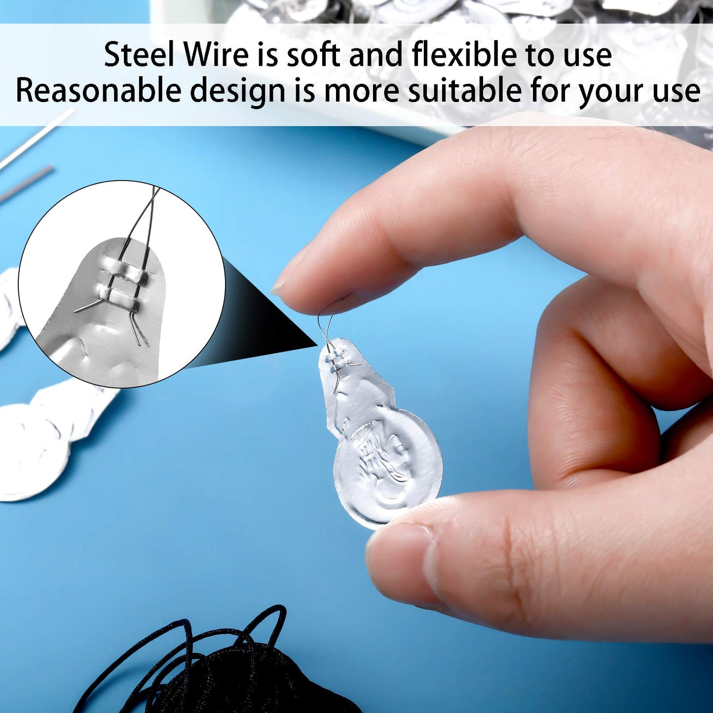 WILLBOND 200 Pieces Embroidery Needle Threader Stitch Insertion Hand Machine Sewing Tool Sizes 45 mm Aluminum Needle Threader Silver Tone Wire Loop for Embroidery DIY Sewing Crafts