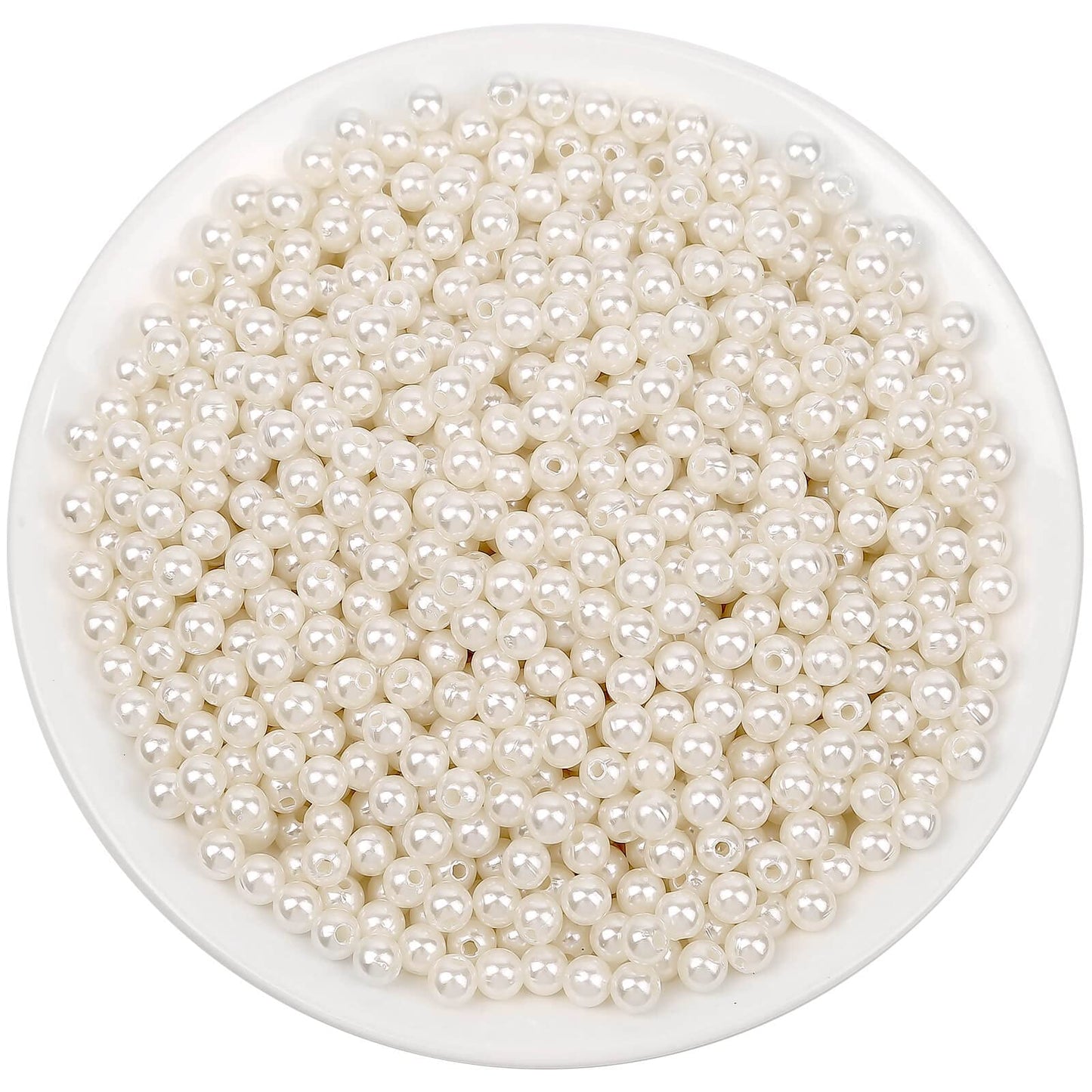 anezus Pearl Beads for Craft, 1000pcs Ivory Faux Fake Pearls, 6 mm Small Sew on Pearl Beads with Holes for Jewelry Making, Bracelets, Necklaces, Hairs, Crafts, Decoration and Vase Filler