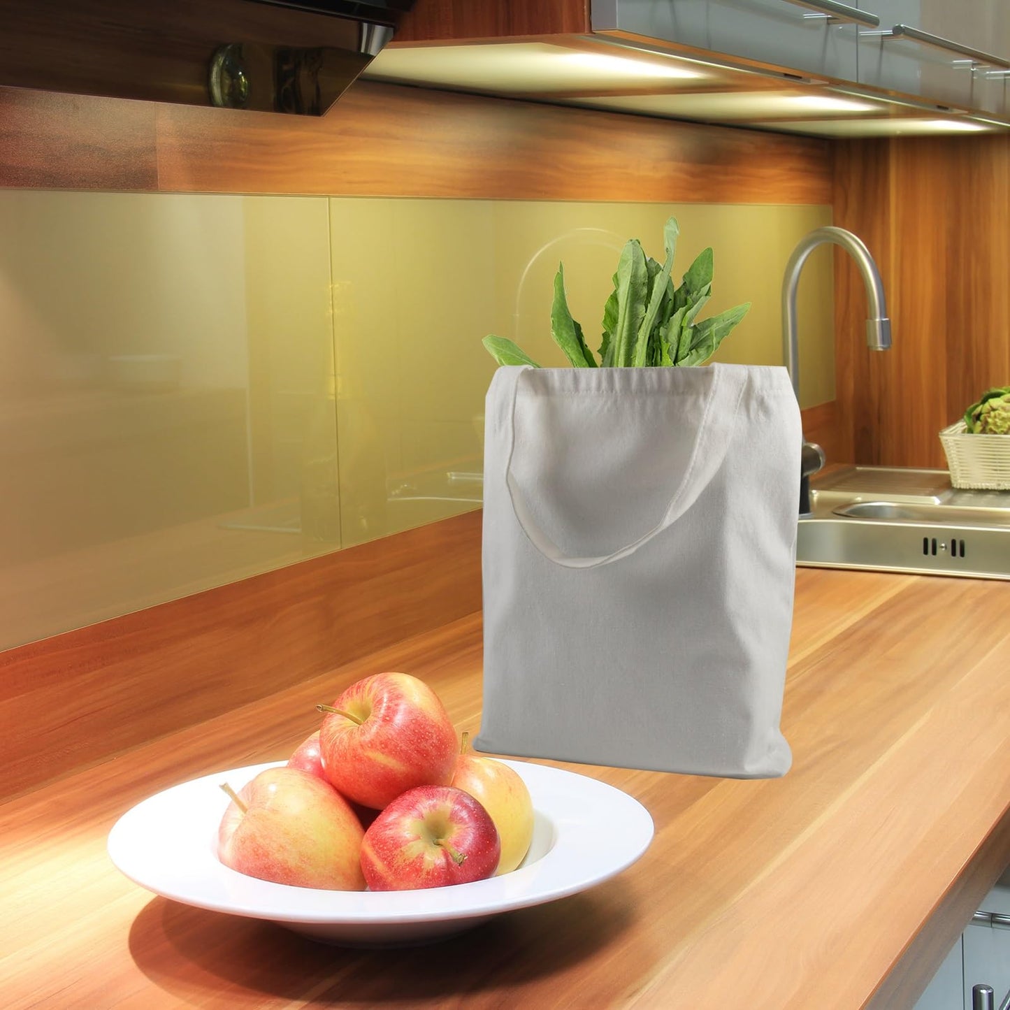 OKBA 10 pcs Sublimation Tote Bags,polyester tote bags for sublimation, DIY customization blank canvas tote bags 12.2 * 14.2 in (creamy white)