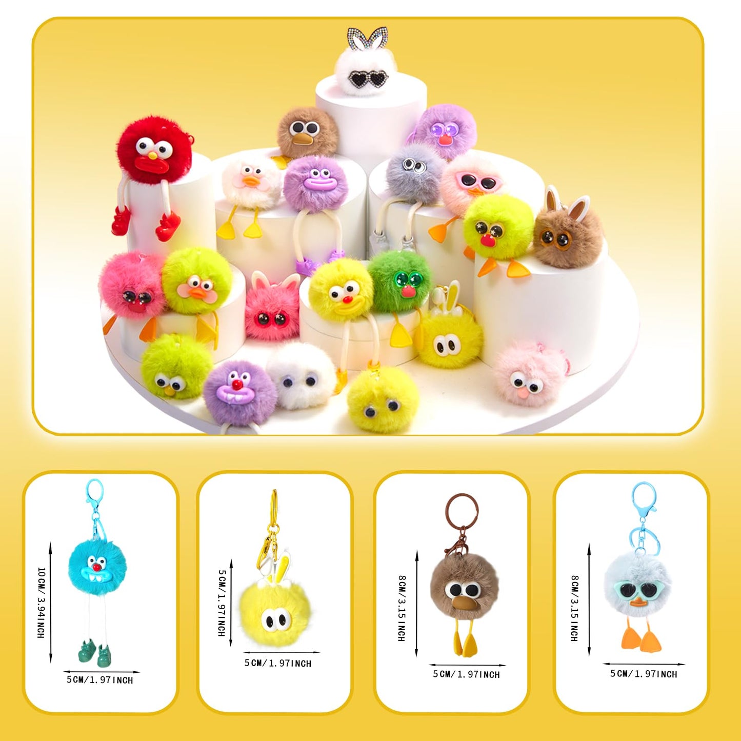 30PCS Party Favors Kids Keychains - Fun Keychain Cute Birthday Goodie Bags Stuffers for Kids Fuzzy Plush Keychain Bulk Monster Keychains Classroom Prizes Elementary Key Chains Bulk Treasure Box Toys