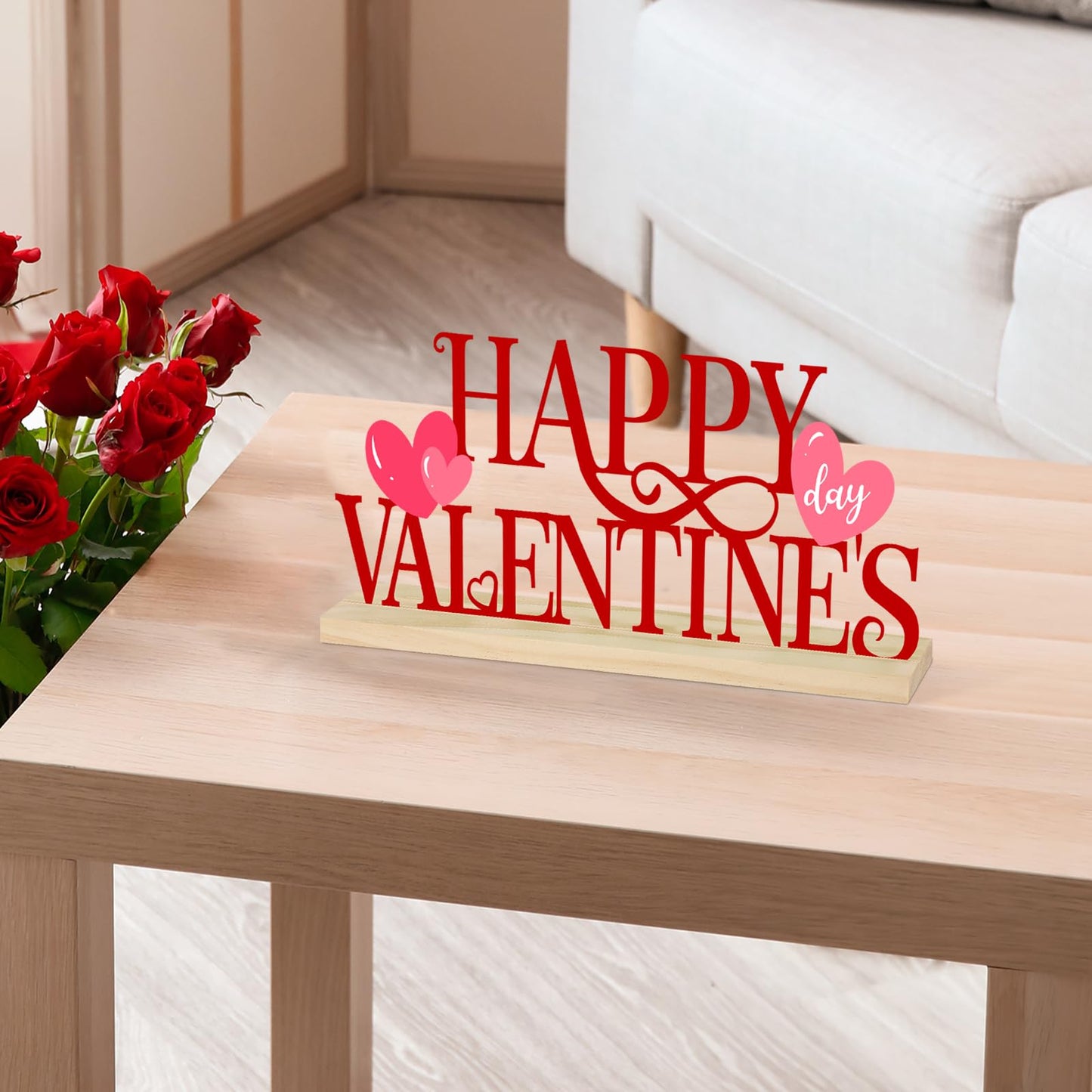 Metal Happy Valentine's Day Sign, Valentines Day Decorations for Home, Party, Shelf, Mantel, Indoor, Valentine Heart Decor, Valentines Day Table Top Decoration (Valentine)