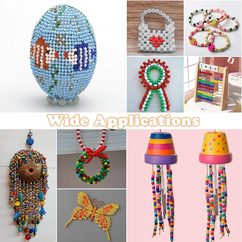 QPIXVB 1100pcs Multicolor Pony Beads, 6x9mm Plastic Cylindrical Craft Beads for Bracelets, Hair Braids, Jewelry Making