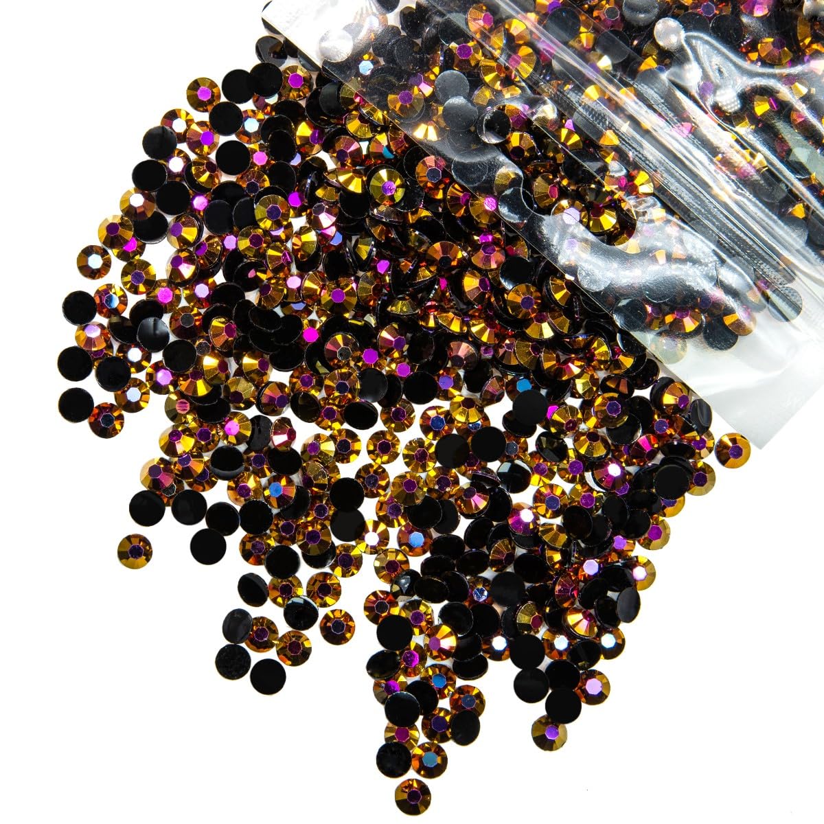 qiipii 3000PCS 4mm Golden Rose AB Resin Rhinestones for Crafting Black AB Flatback Jelly Stones Bulk SS16 Golden AB Diamonds Gems Charms for Nails Face Eyes Makeup Tumblers Bottles DIY Crafts Shoes