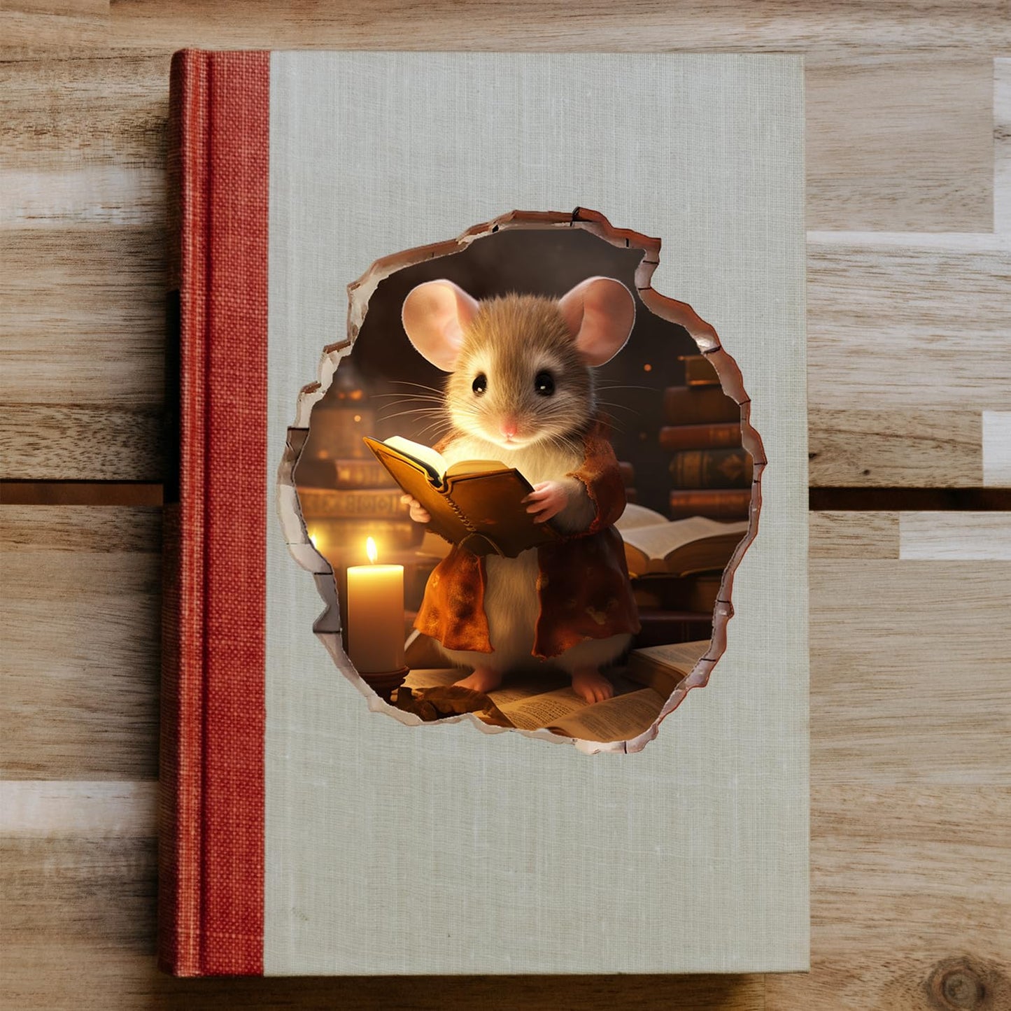 2x Mouse Hole 3D Wall Stickers-Mouse Reading Book,Mouse Hole Decal, Mouse Wall Decal,Handmade Wall Clings,Mouse Wall Stickers & Murals,Wall Decor For Home, Kids Room,Gift Idea