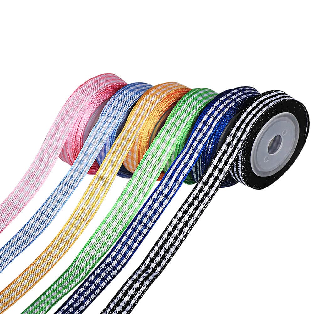SOFIRE Gingham Ribbon for Gift Wrapping, Plaid Buffalo Ribbon 3/8 Inch Wide 6 Rolls 30 Yards Checkered Ribbon for Crafts