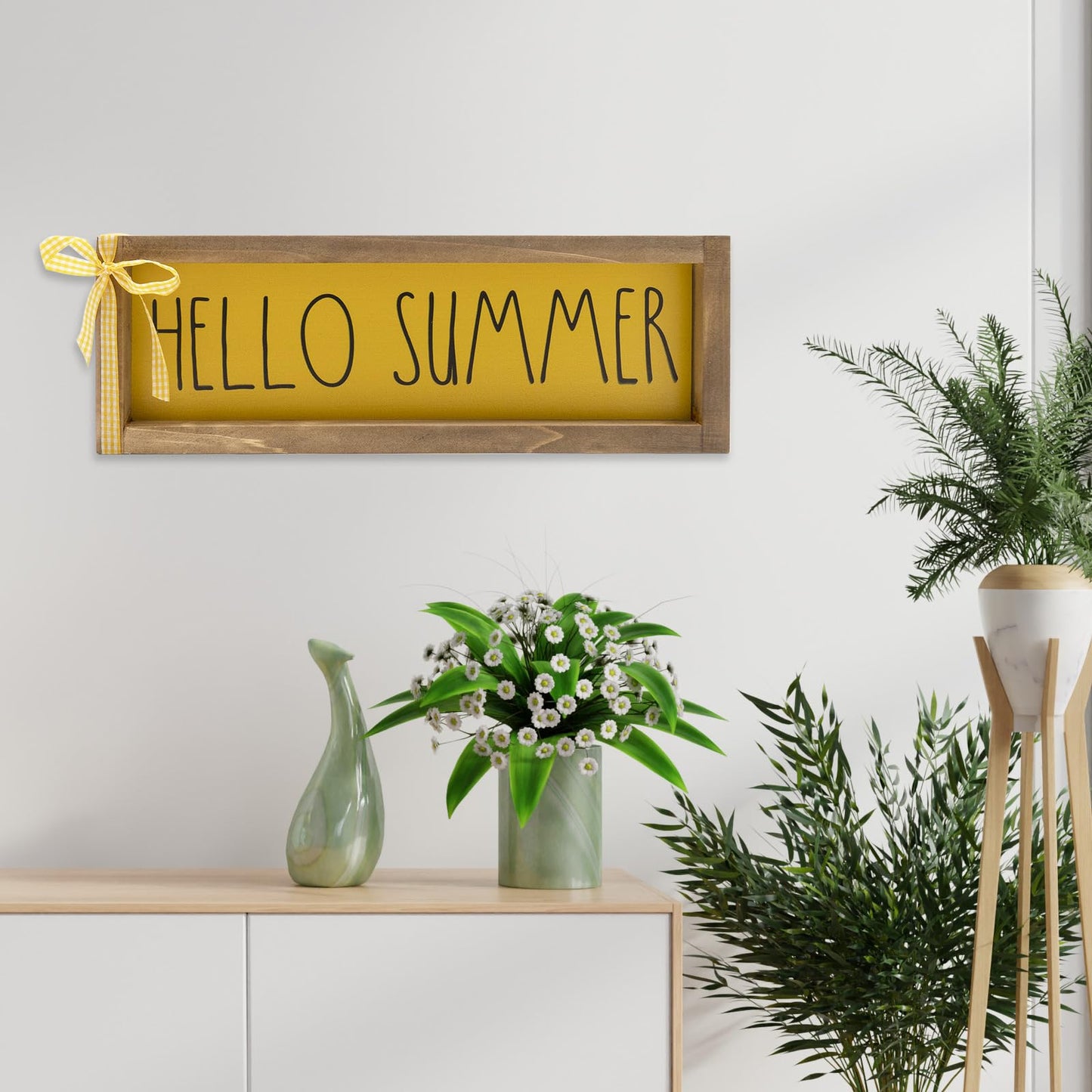 Summer Decorations For Home Hello Summer Wooden Sign Wall Table Centerpieces Shelf Mantle Office Decorative Wood Signage Rustic Farmhouse House Indoor Seasonal Decor