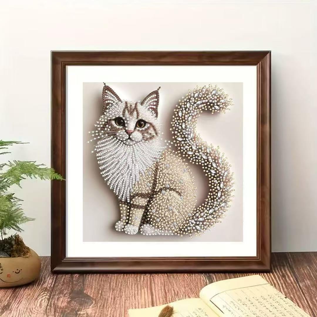 5D Cat Special Shape Diamond Art Kits for Adults,DIY Diamond Painting Kits