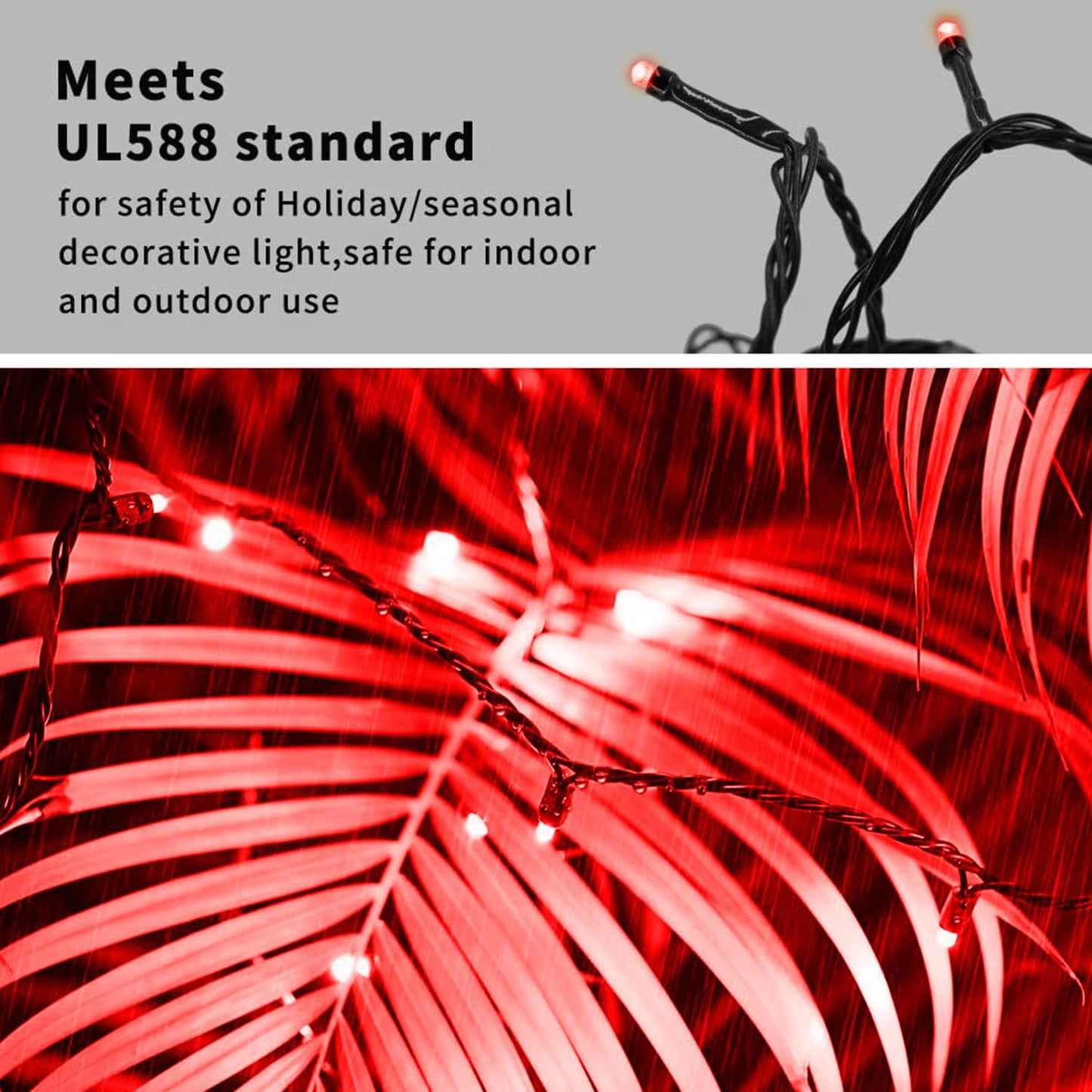 XTF2015 105ft 300 LED Christmas String Lights, End-to-End Plug 8 Modes Christmas Lights - UL Certified - Outdoor Indoor Fairy Lights Christmas Tree, Patio, Garden, Party, Wedding, Holiday (Red)