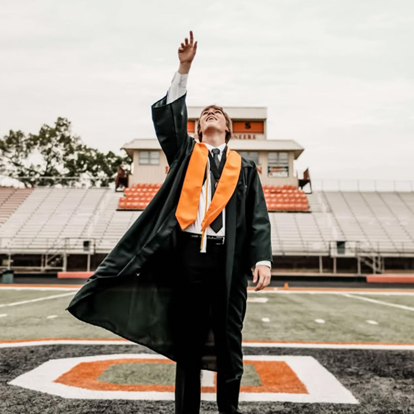 GraduationMall Unisex Adult Plain Graduation Stole 60" Orange