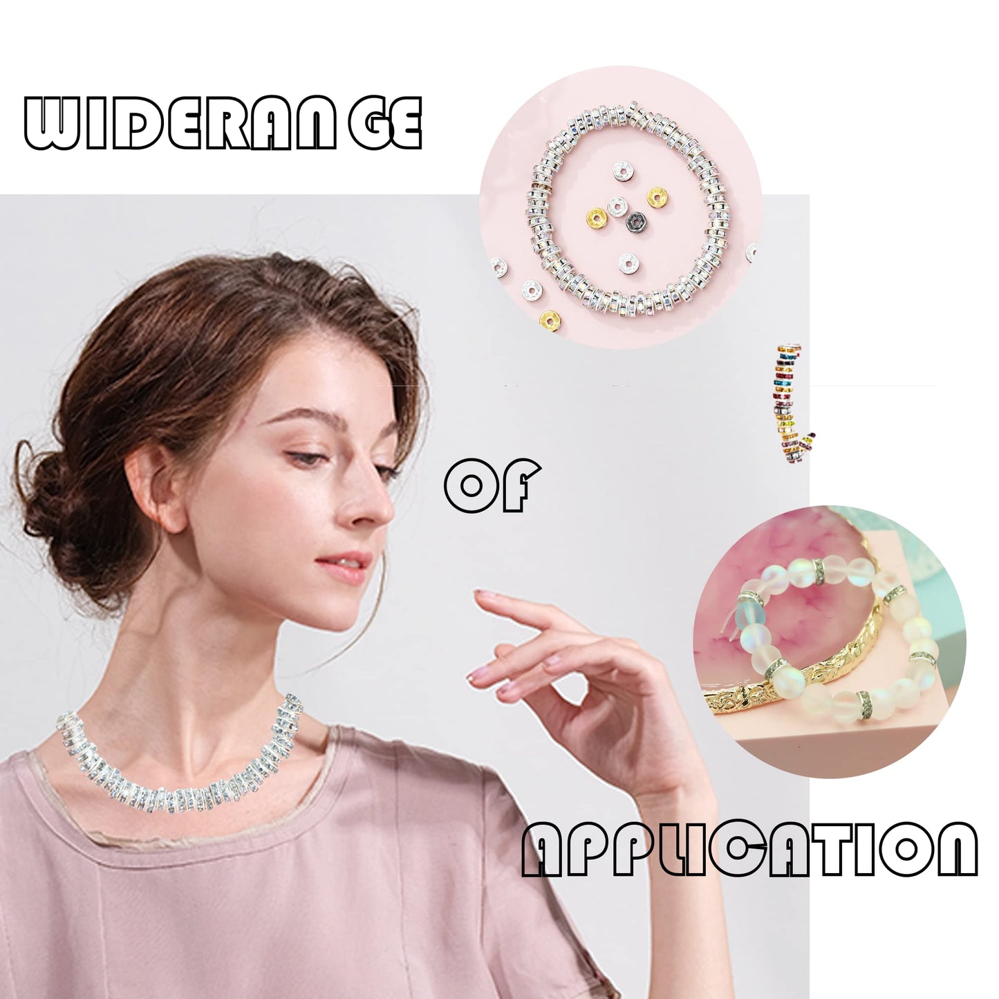 1080Pcs 8mm Rhinestone Spacer Beads, Crystal Glass Beads, Spacer Beads for Jewelry Making, Beads for Jewelry Making Necklaces, Bracelet Pendants, 9 Colors