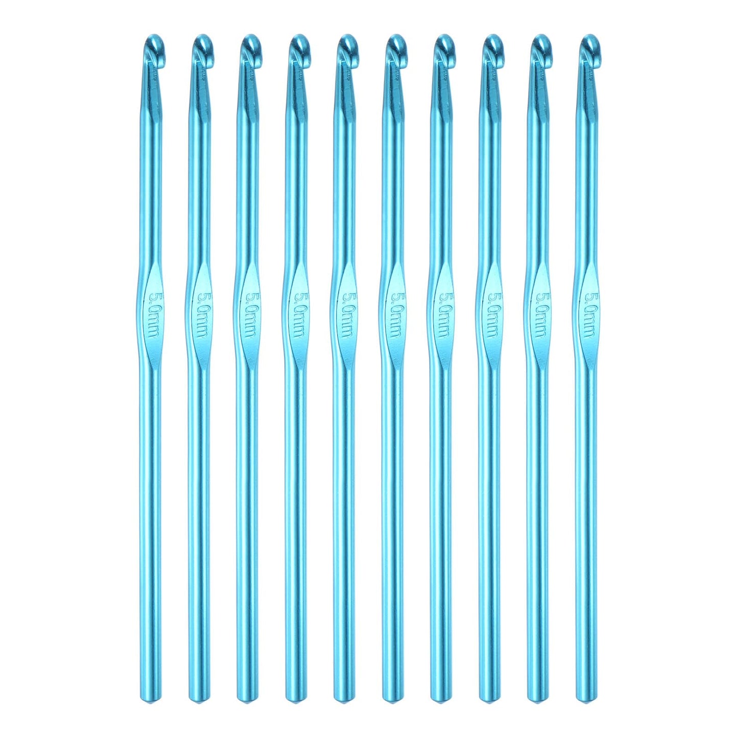Aluminum Crochet Hook 5mm US Size H (Size 8) Knitting Needles for DIY Craft Yarn Blue 10Pcs
