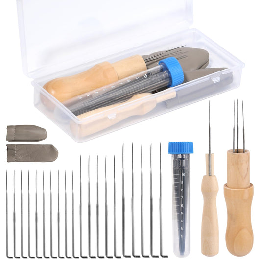 Needle Felting Kit, Wool Felting Needles, 4 Sizes Felting Needles with Needle Bottle Felting Tool Holders, Complete Needle Felting Tools Kit Needle Felting Supplies for Beginner Professional