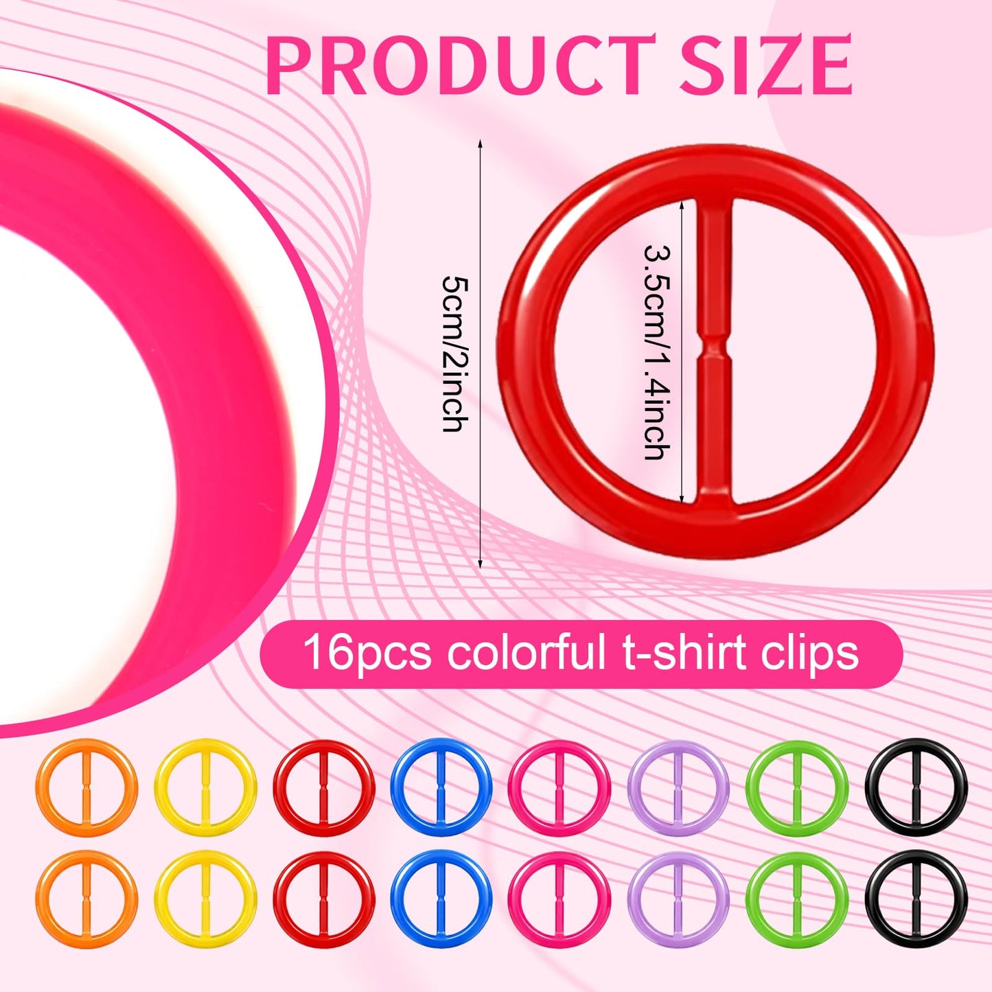 Boao 16 Scarf Ring for Women T Shirt Clips to Tighten Scarf Ring and Slides Clothes Corner Knotted Button for Sweater Dress(Rainbow Style)