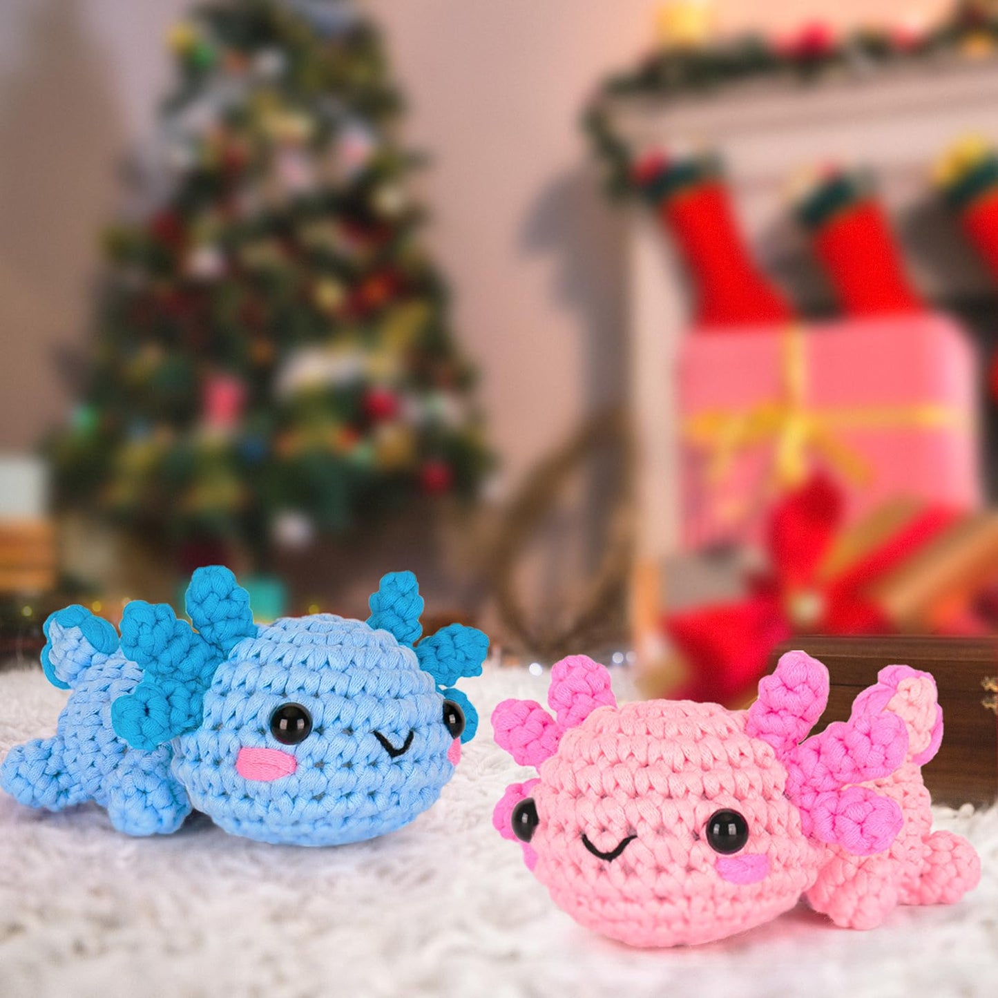 Crochet Kit for Beginner, Crochet Starter Kit w Step-by-Step Video Tutorials, Crochet Kit for Beginners, Beginner Crochet Kit for Adults Kids Women Men Complete Kit Included (Axolotl 2Pack)