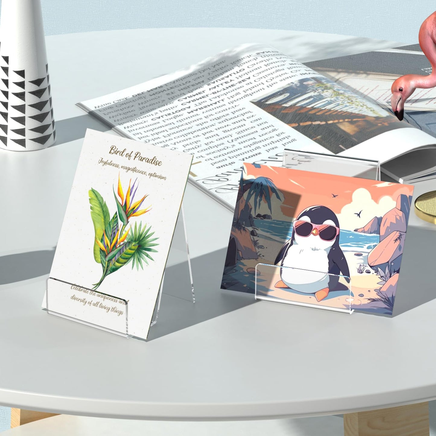 4 Pack Acrylic Book Stand, Book Holder for Display, Clear Easel Stand for Display, Display Holder for Postcard, CD, Frame, Picture, Magazine, Plate, Phone, Sticker