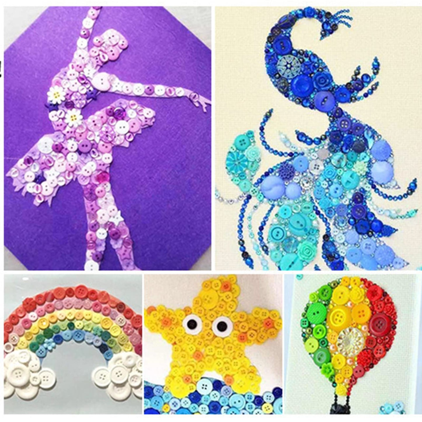 kovolala Bulk Blue Small Buttons 800-1000pcs Shirt Buttons Mixed Size Art Hand Painted Buttons for Kids for Sewing DIY Crafts Children's Manual Button Painting（Blue…