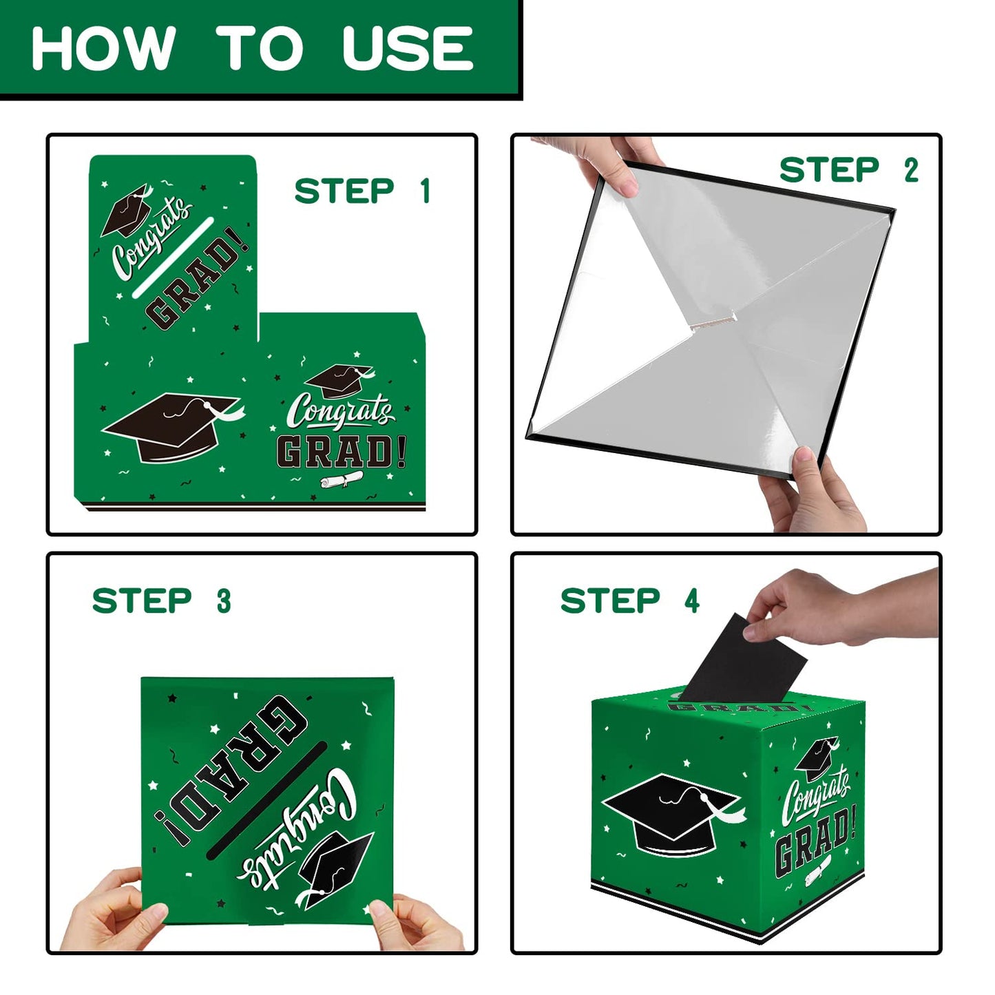 Gatherfun Graduation Party Decorations Graduation Box Graduation Card Box for Graduation Gift Graduation Party Favors Decor Party Supplies Green
