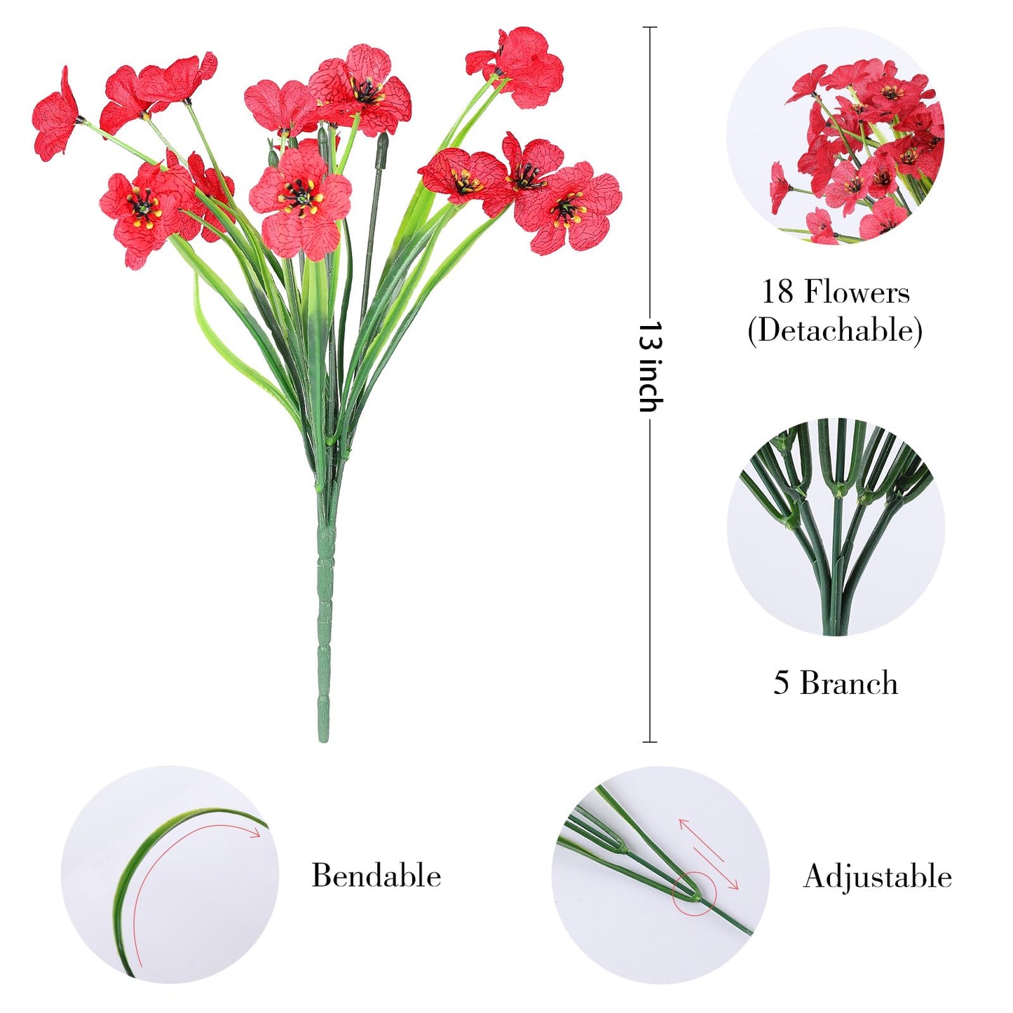 AGIRL 24 Bundles Artificial Flowers for Outdoor,No Fade Fake Plastic Flowers Faux Plants for Decoration Hanging Planters Indoor Outside Garden Porch Window Box Home Wedding Farmhouse