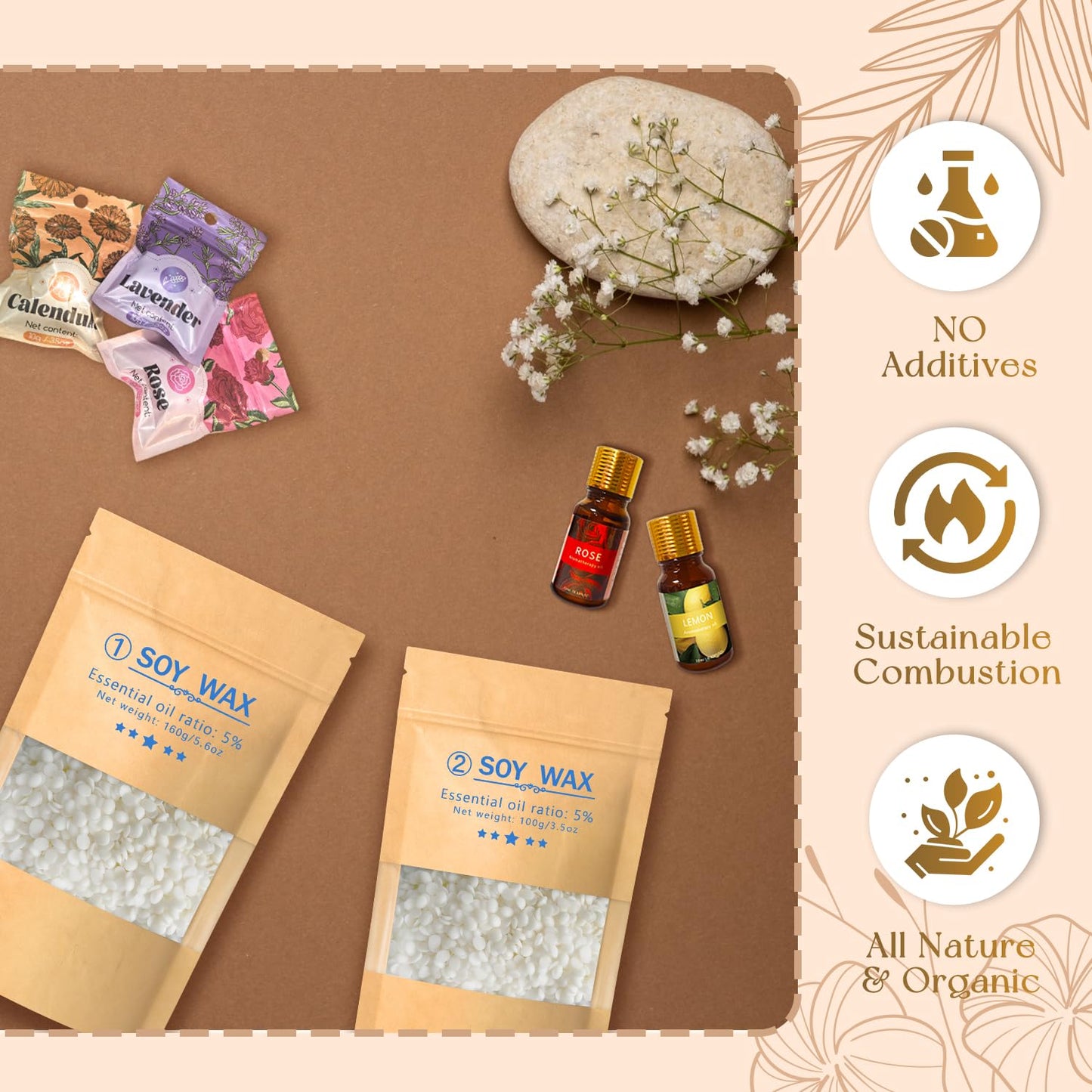 Luxury Soy Candle Making Kit with Molds, Make Your Own Scented Candles at Home with Wax Melter, Candle Wax Pen & Fragrances, Dried Flowers, All-in-One Wax Melt Kit and Moulds
