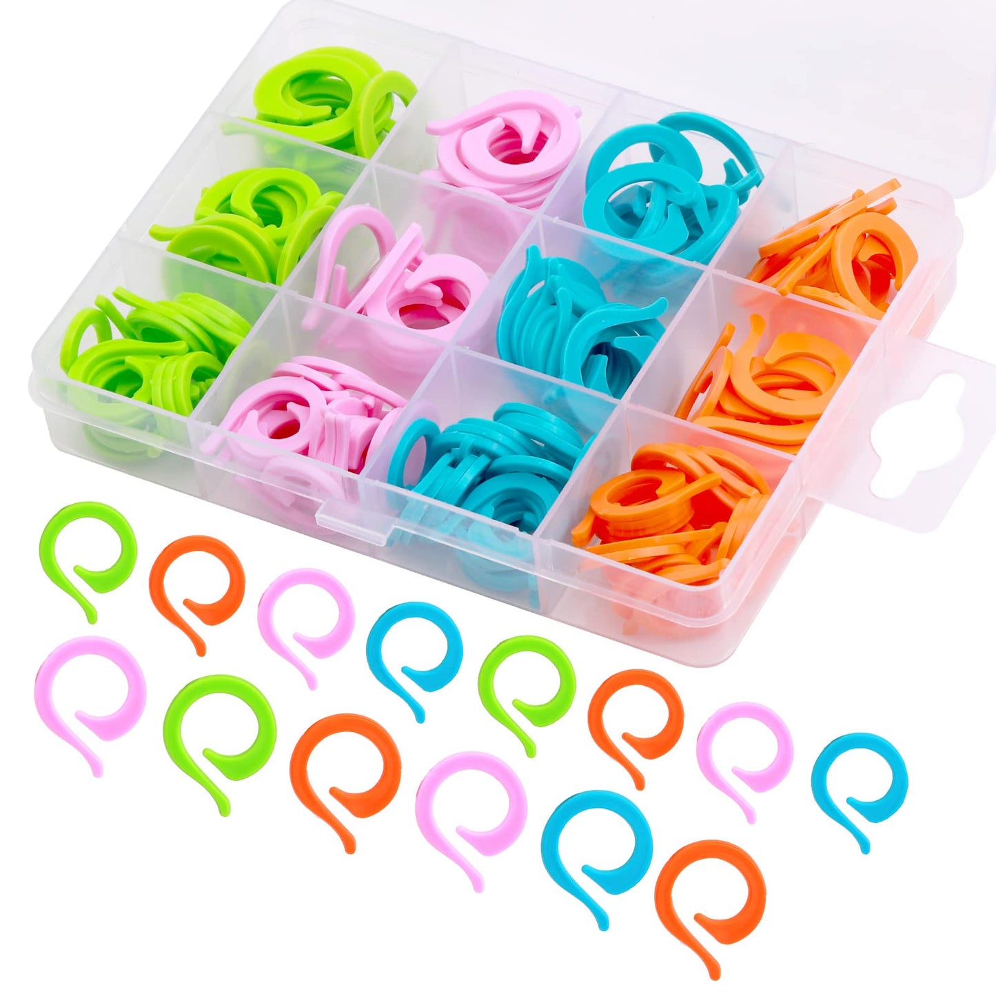 LUNARM Stitch Markers for Crocheting with Plastic Box, 80 Pcs Small and 80 Pcs Large Open Knitting Markers Rings for DIY Handmade Crafts